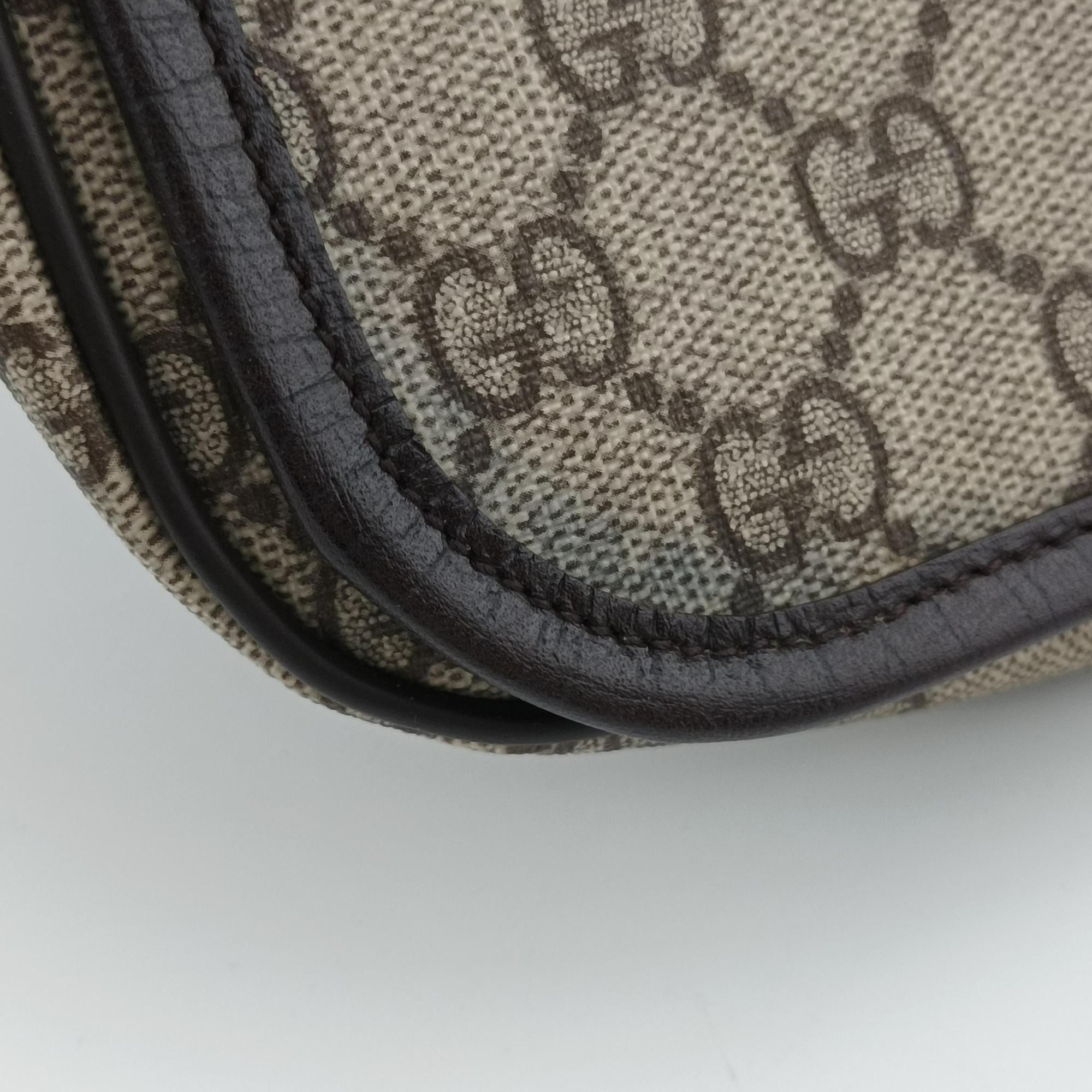 Pre-owned Gucci Sherry Line Brown×red×green PVC coated canvas×Leather 180692 shoulderbag | stylenewstar