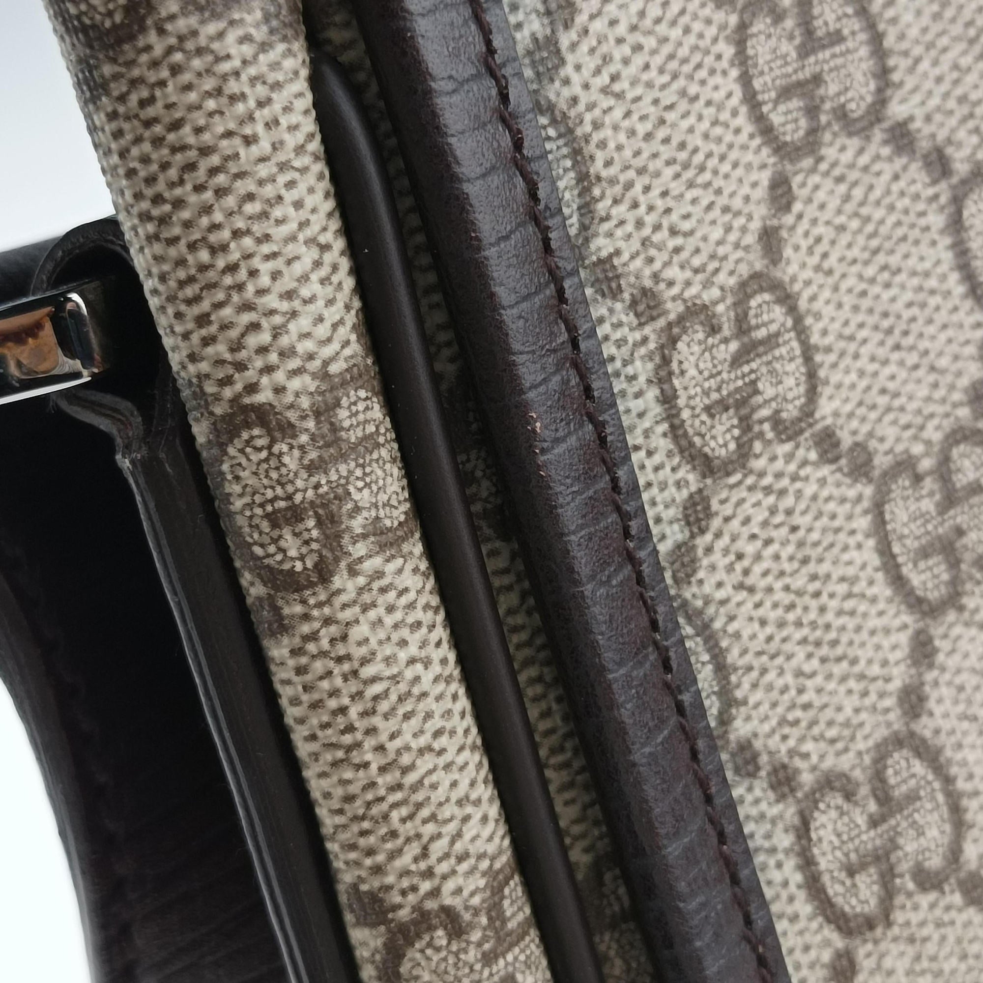Pre-owned Gucci Sherry Line Brown×red×green PVC coated canvas×Leather 180692 shoulderbag | stylenewstar