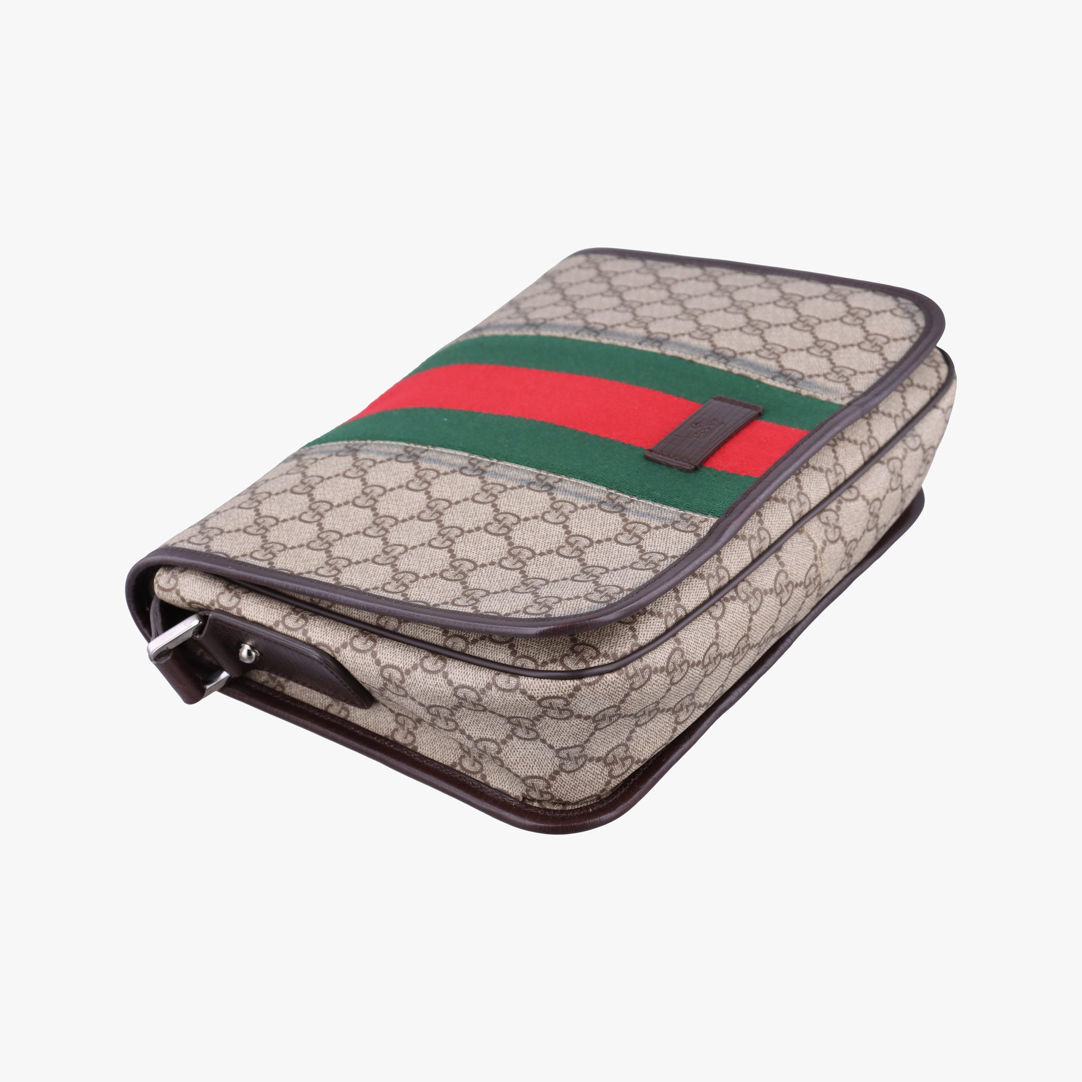 Pre-owned Gucci Sherry Line Brown×red×green PVC coated canvas×Leather 180692 shoulderbag | stylenewstar