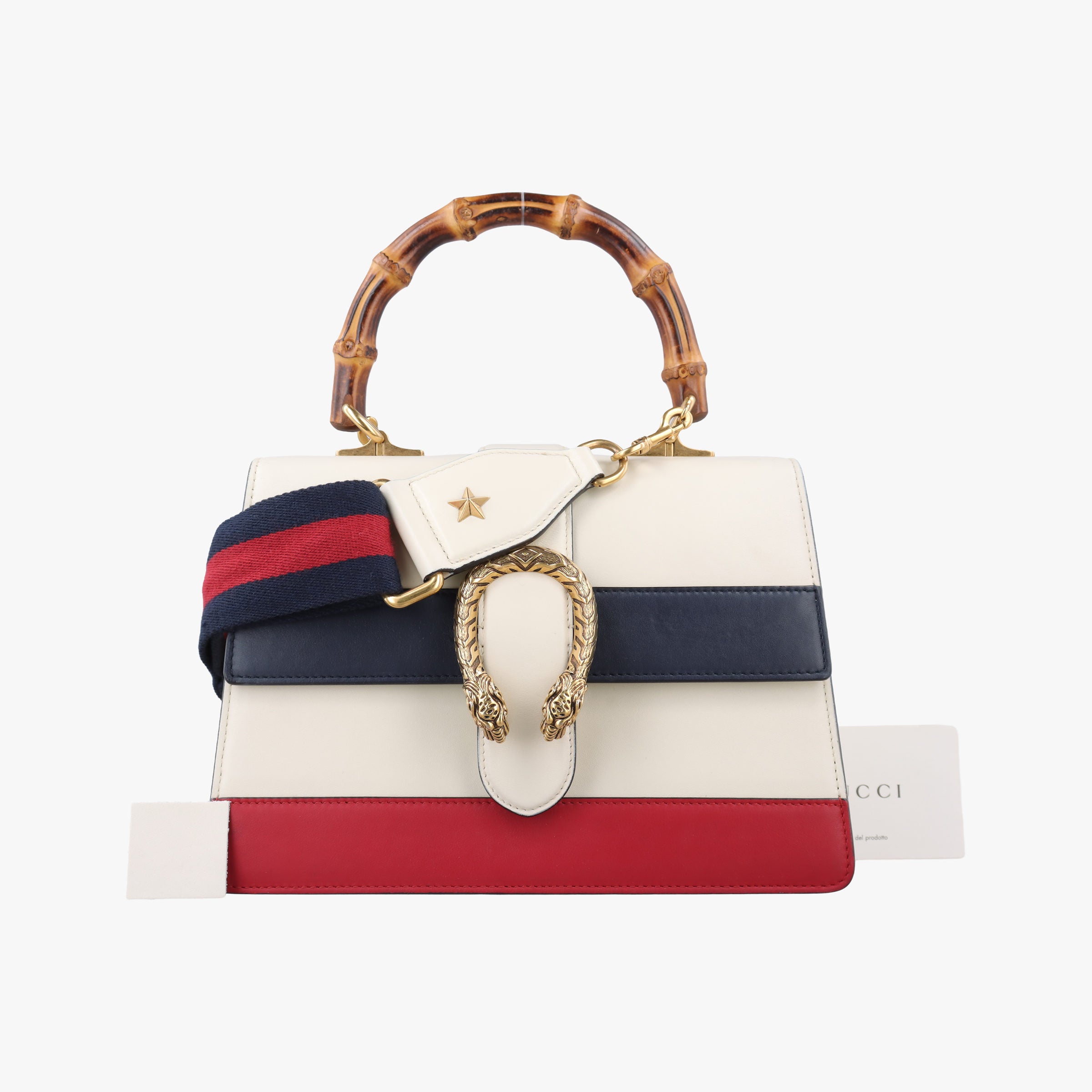 Secondhand Gucci Dionysus bamboo White×navy×red Leather 448075 shoulderbag | stylenewstar