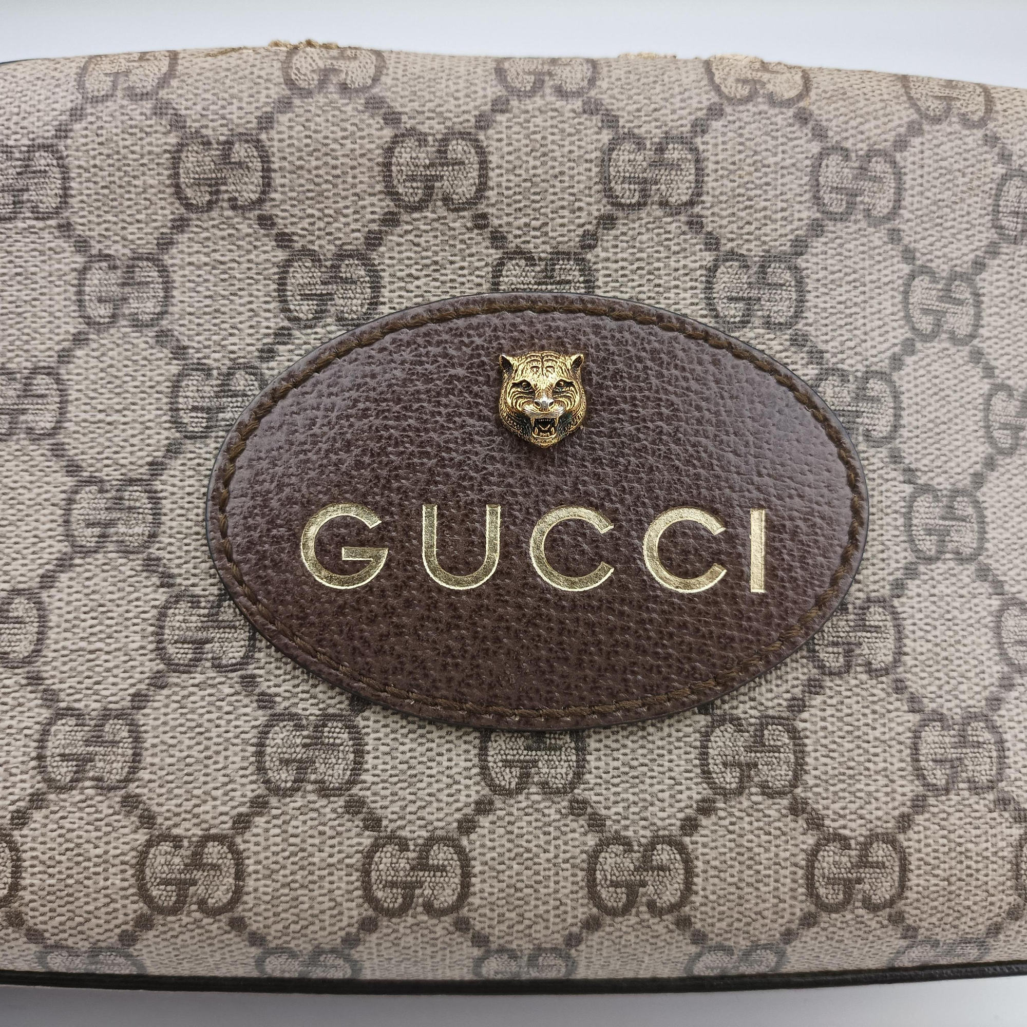 Pre-owned Gucci Neo Messenger beige×brown PVC coated canvas ×Leather 476466 shoulderbag | stylenewstar