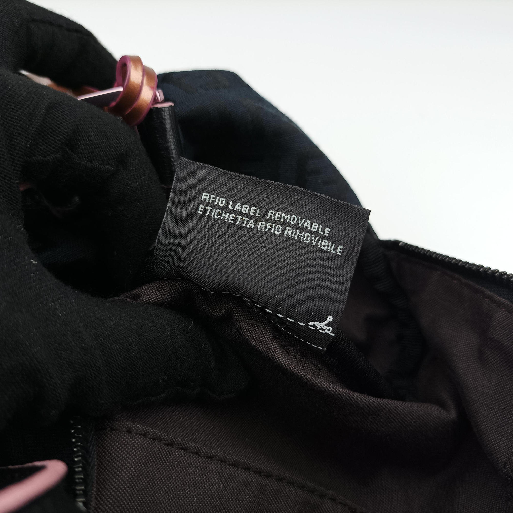 Pre-owned Fendi Forever Bauletto Zucchino Black×pink canvas×leather 8BL068 handbag | stylenewstar