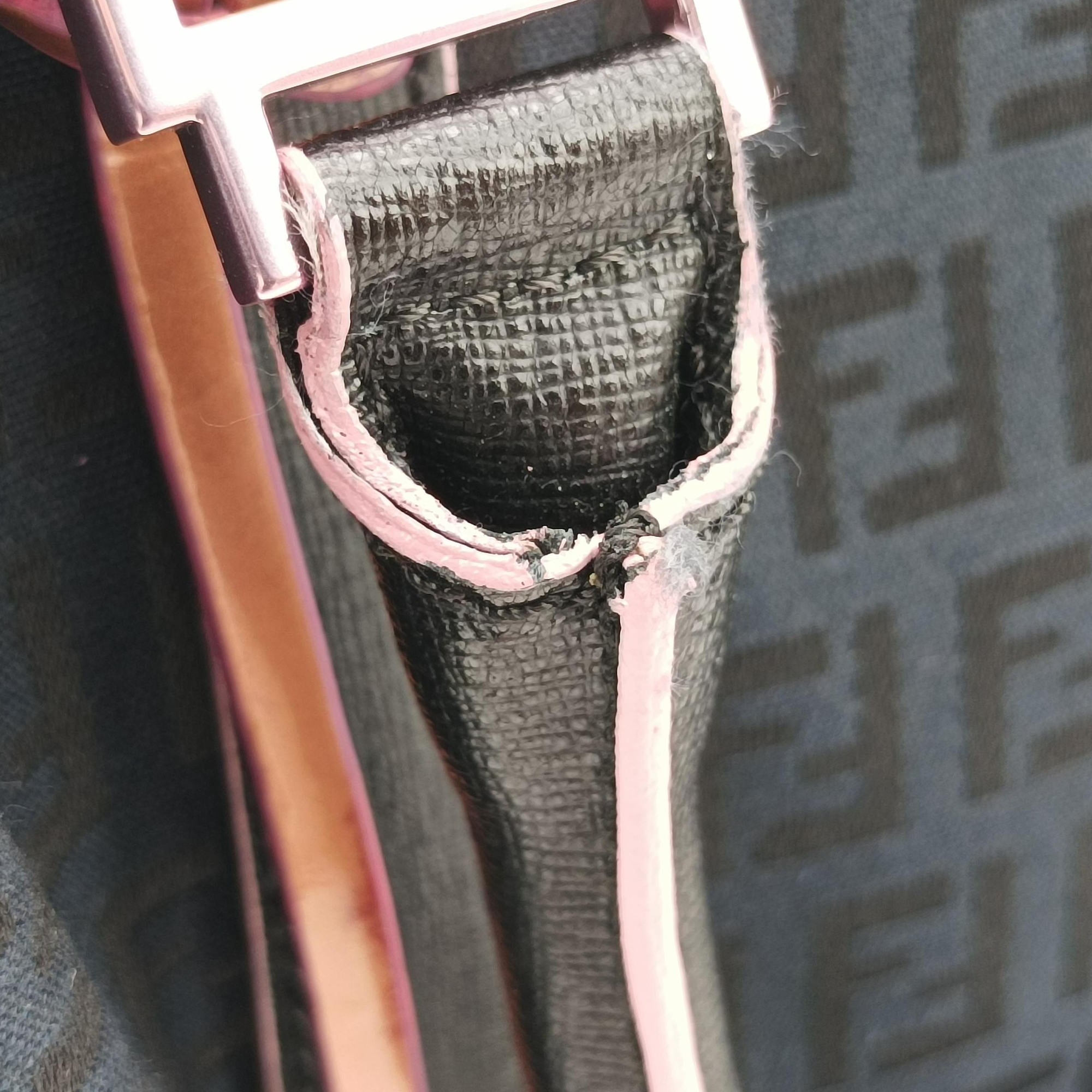 Pre-owned Fendi Forever Bauletto Zucchino Black×pink canvas×leather 8BL068 handbag | stylenewstar