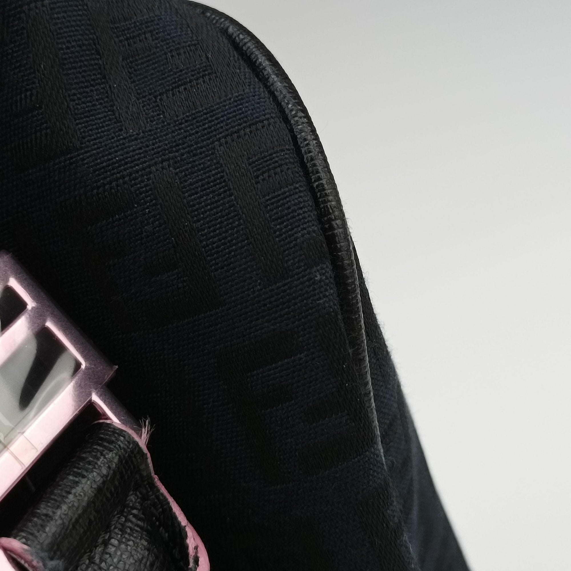 Pre-owned Fendi Forever Bauletto Zucchino Black×pink canvas×leather 8BL068 handbag | stylenewstar