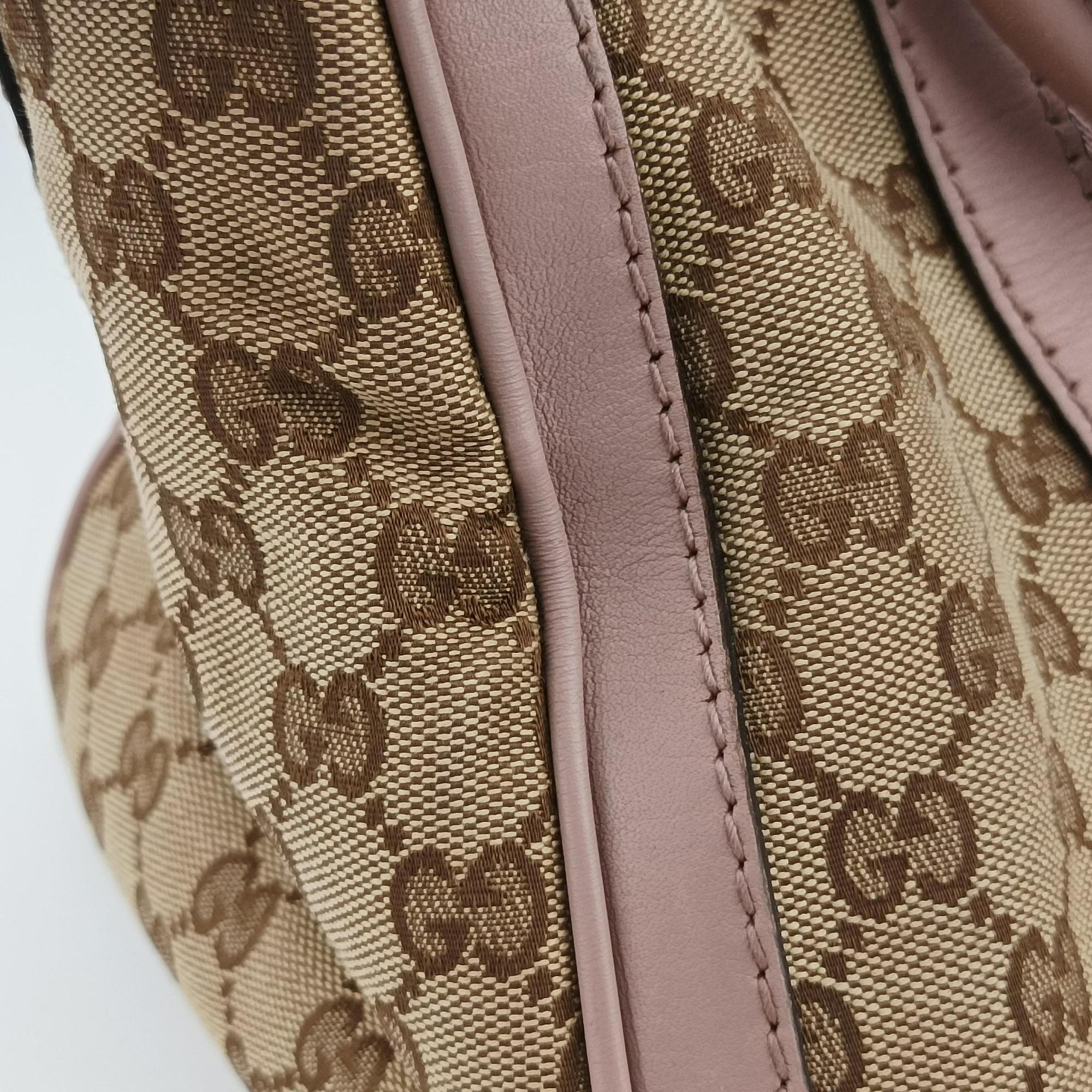 Pre-owned Gucci Sherry Line Beige×pink×blue canvas×leather 247205 shoulderbag | stylenewstar