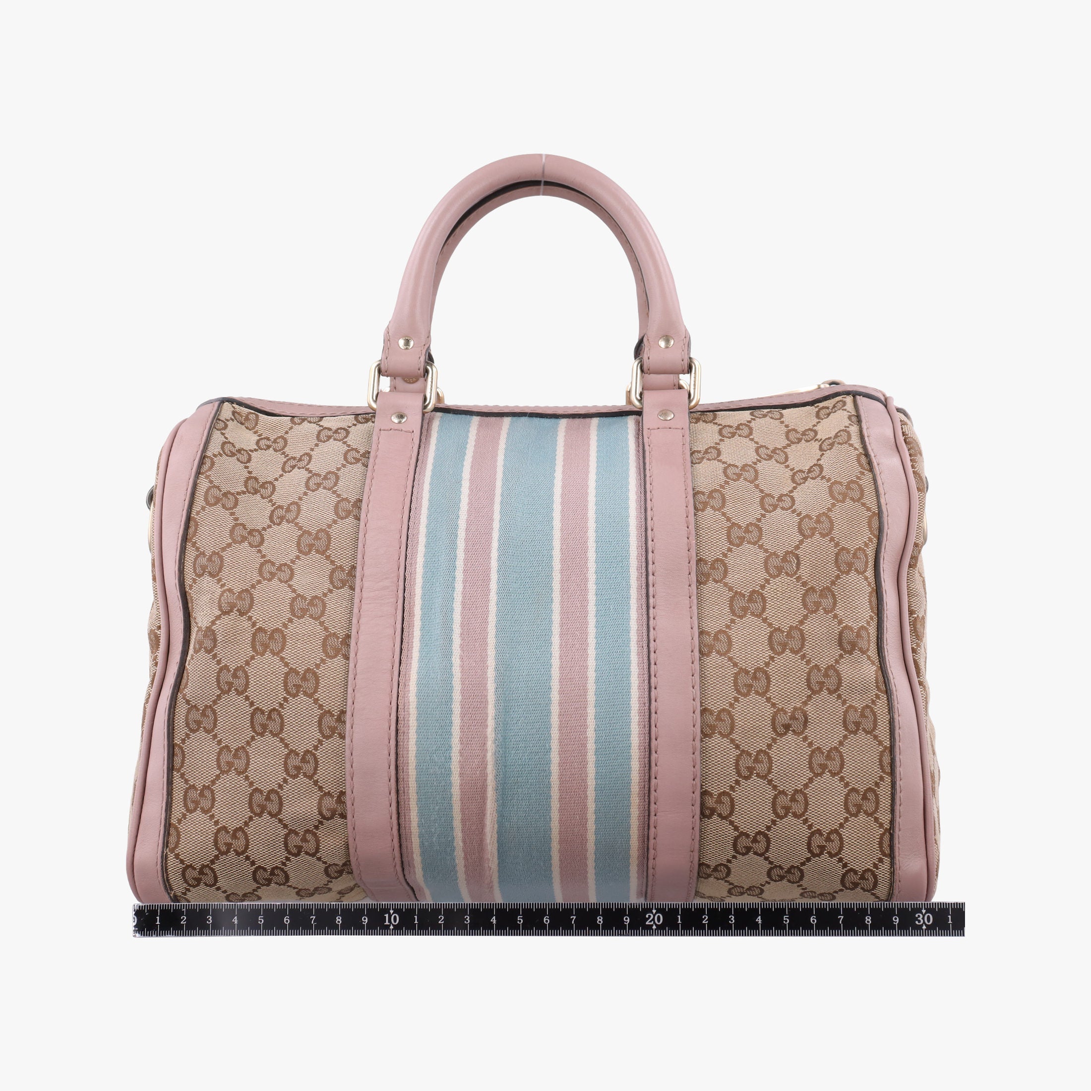 Pre-owned Gucci Sherry Line Beige×pink×blue canvas×leather 247205 shoulderbag | stylenewstar
