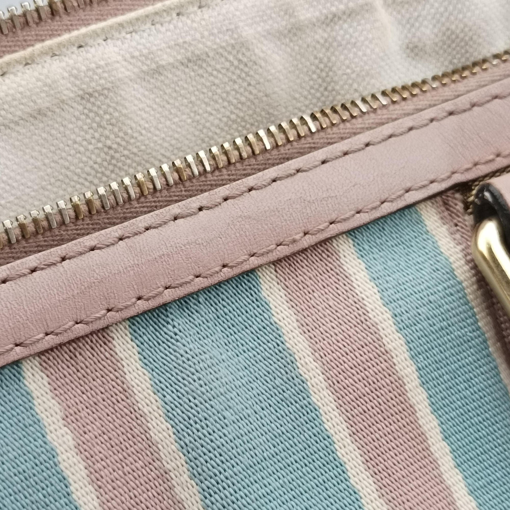 Pre-owned Gucci Sherry Line Beige×pink×blue canvas×leather 247205 shoulderbag | stylenewstar