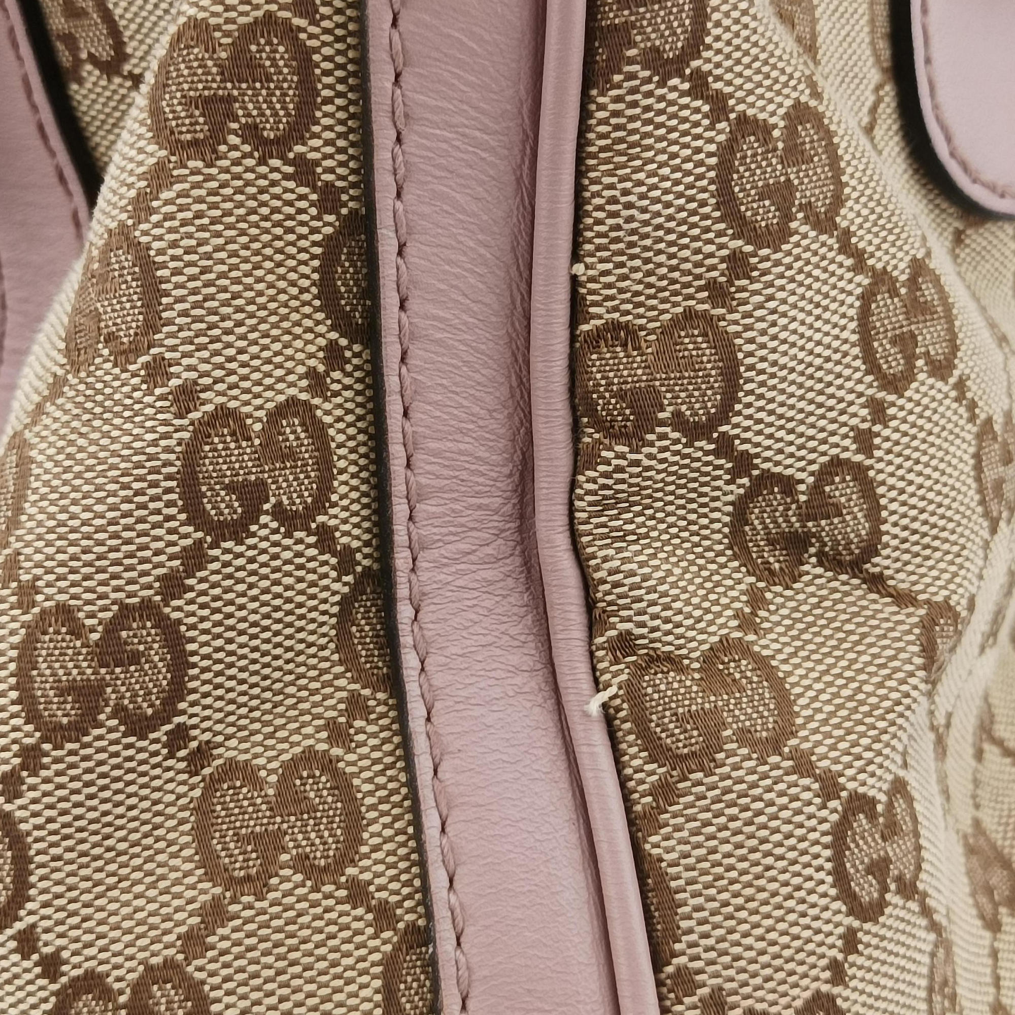 Pre-owned Gucci Sherry Line Beige×pink×blue canvas×leather 247205 shoulderbag | stylenewstar