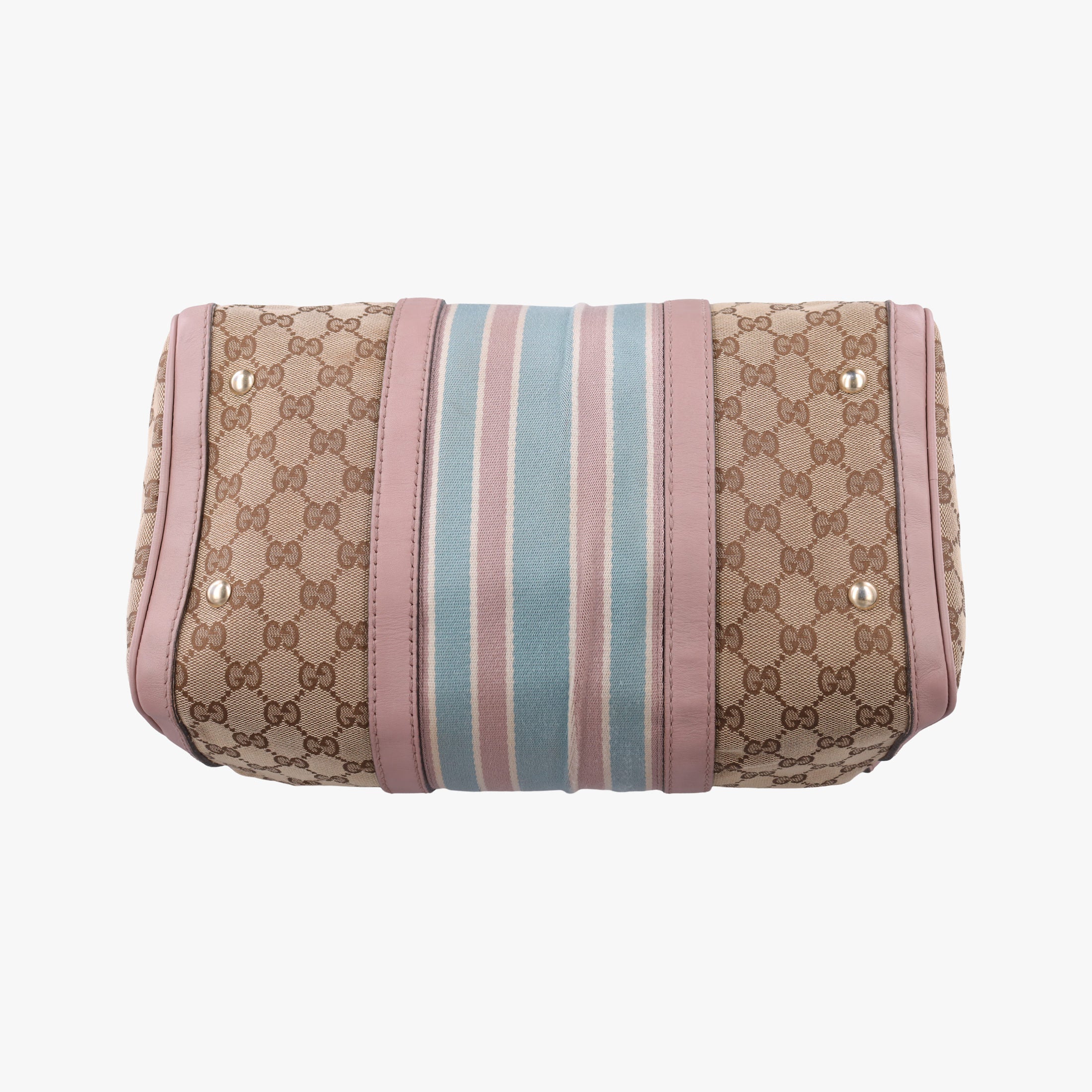 Pre-owned Gucci Sherry Line Beige×pink×blue canvas×leather 247205 shoulderbag | stylenewstar