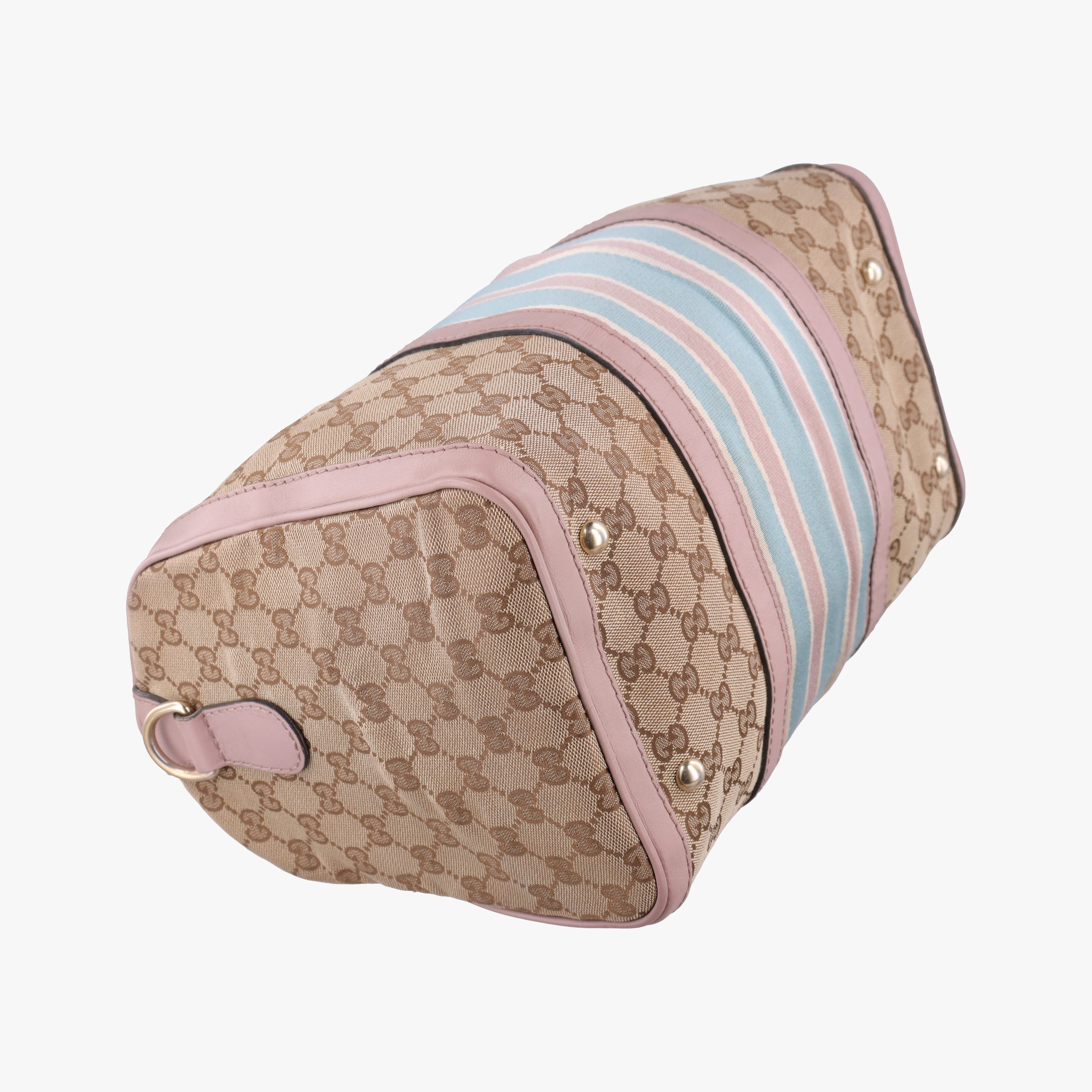Pre-owned Gucci Sherry Line Beige×pink×blue canvas×leather 247205 shoulderbag | stylenewstar