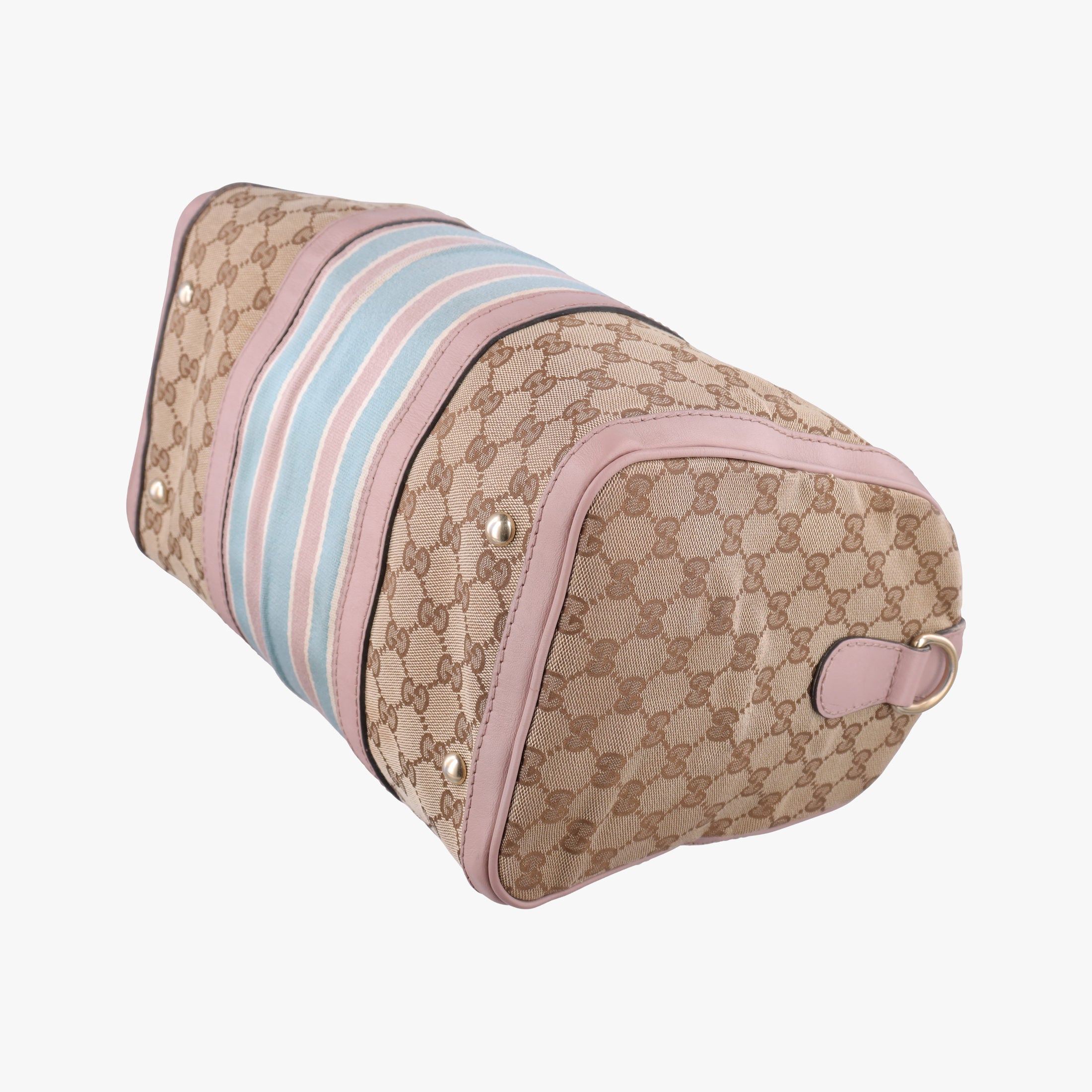 Pre-owned Gucci Sherry Line Beige×pink×blue canvas×leather 247205 shoulderbag | stylenewstar