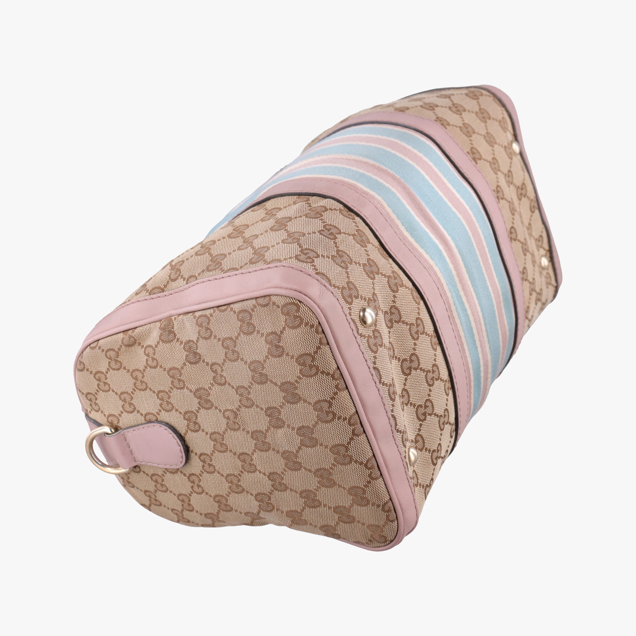 Pre-owned Gucci Sherry Line Beige×pink×blue canvas×leather 247205 shoulderbag | stylenewstar