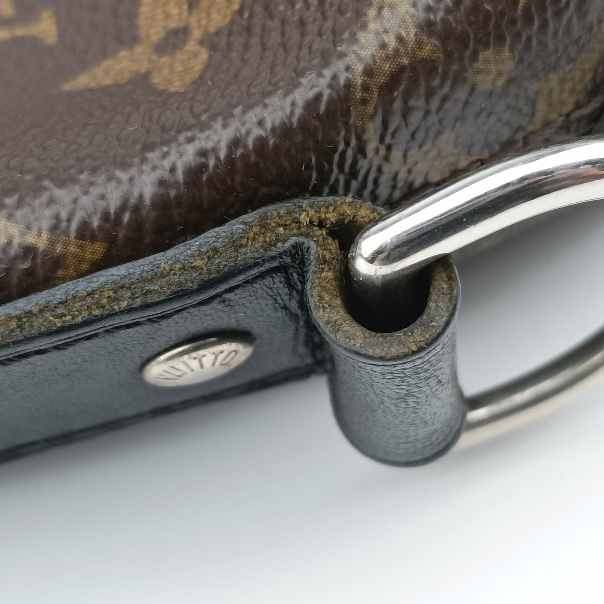 Pre-owned Louis Vuitton KITAN brown×black Monogram Canvas×calf leather M40388 handbag | stylenewstar