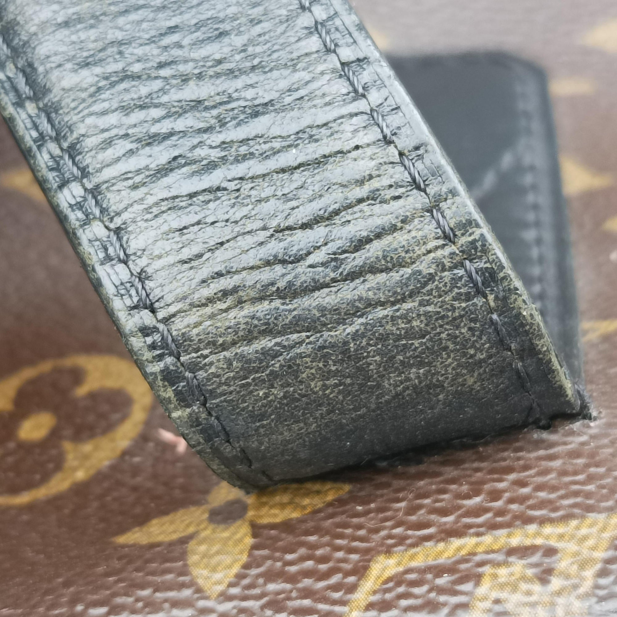 Pre-owned Louis Vuitton KITAN brown×black Monogram Canvas×calf leather M40388 handbag | stylenewstar