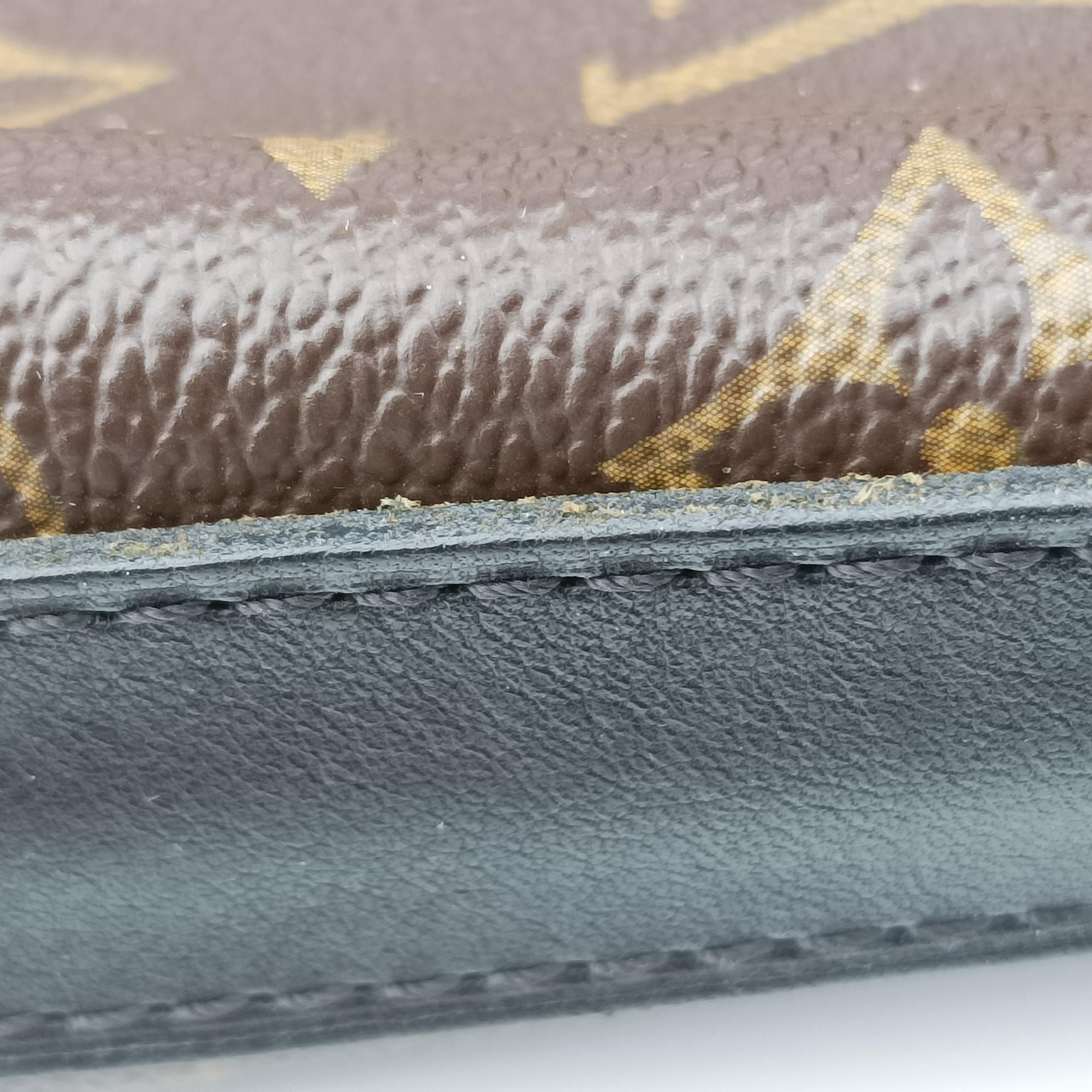 Pre-owned Louis Vuitton KITAN brown×black Monogram Canvas×calf leather M40388 handbag | stylenewstar