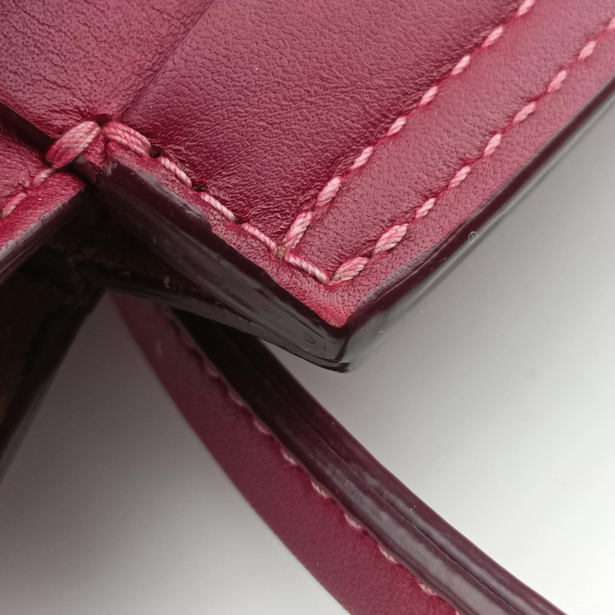 Pre-owned Bottega Veneta The Arco mini Burgundy Leather  shoulderbag | stylenewstar
