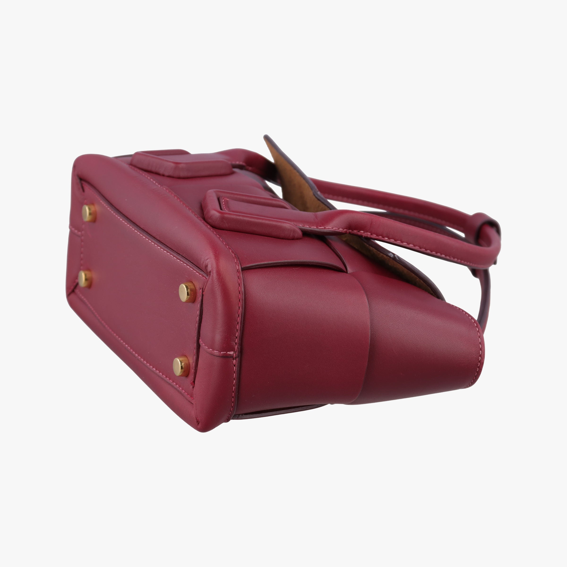 Pre-owned Bottega Veneta The Arco mini Burgundy Leather  shoulderbag | stylenewstar
