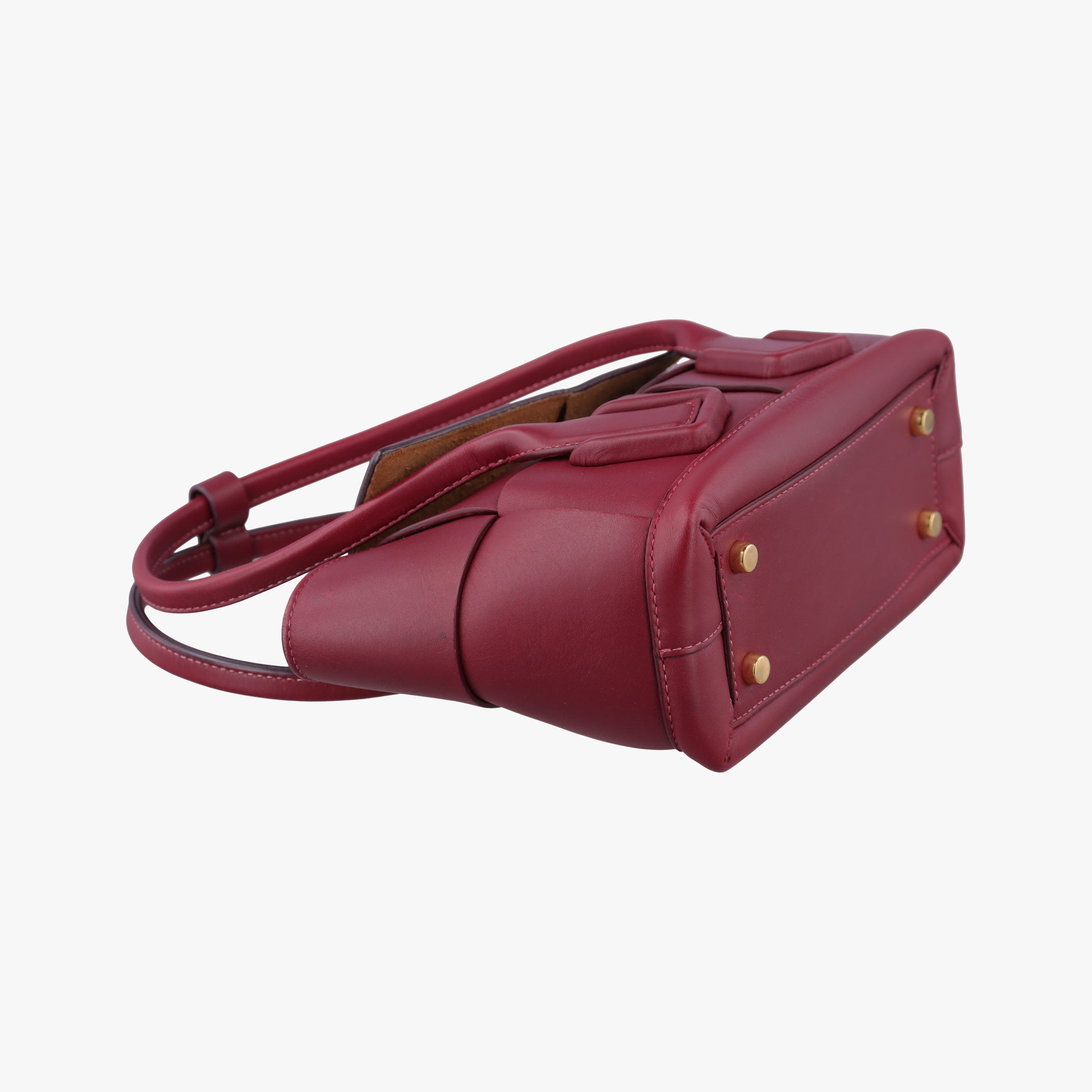 Pre-owned Bottega Veneta The Arco mini Burgundy Leather  shoulderbag | stylenewstar