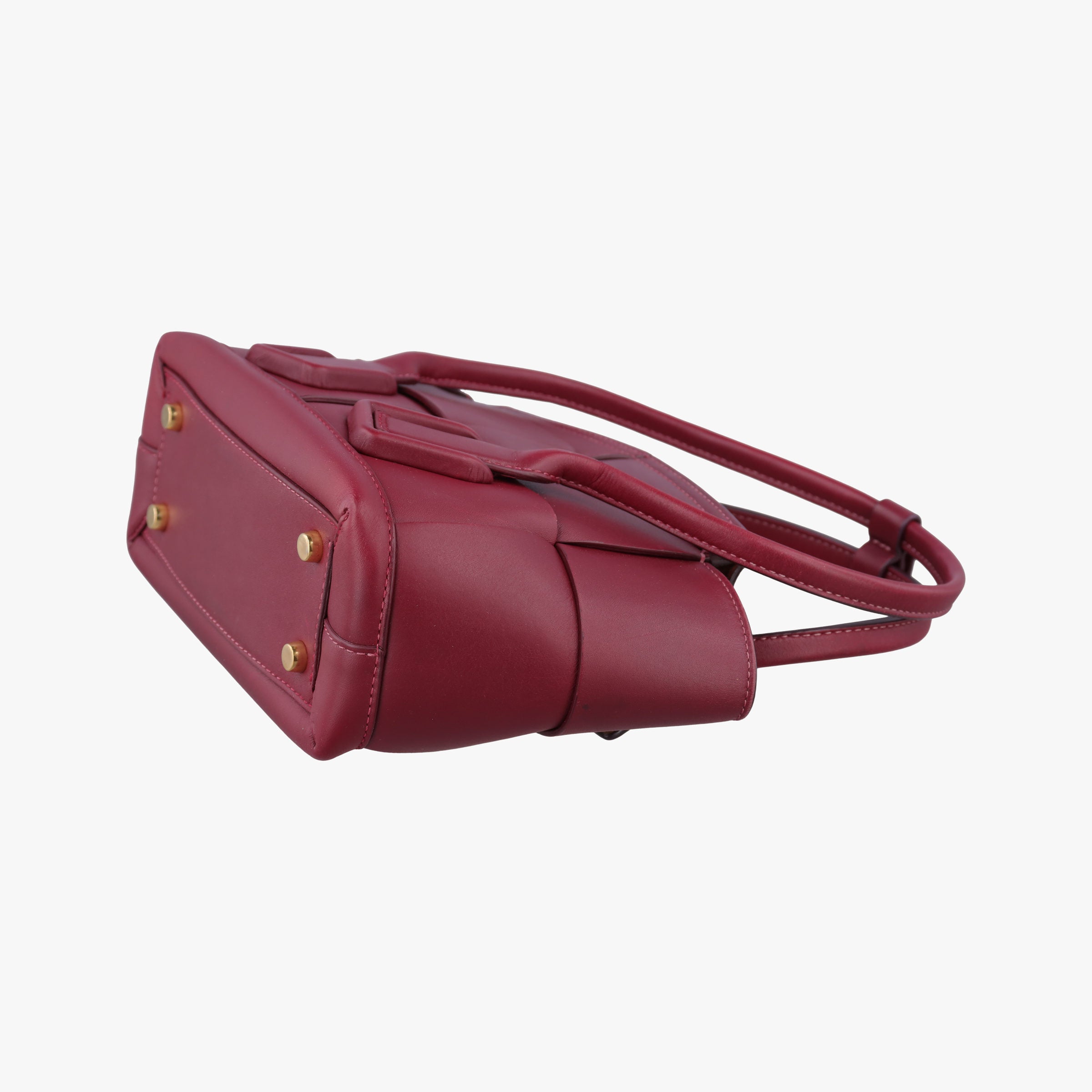 Pre-owned Bottega Veneta The Arco mini Burgundy Leather  shoulderbag | stylenewstar