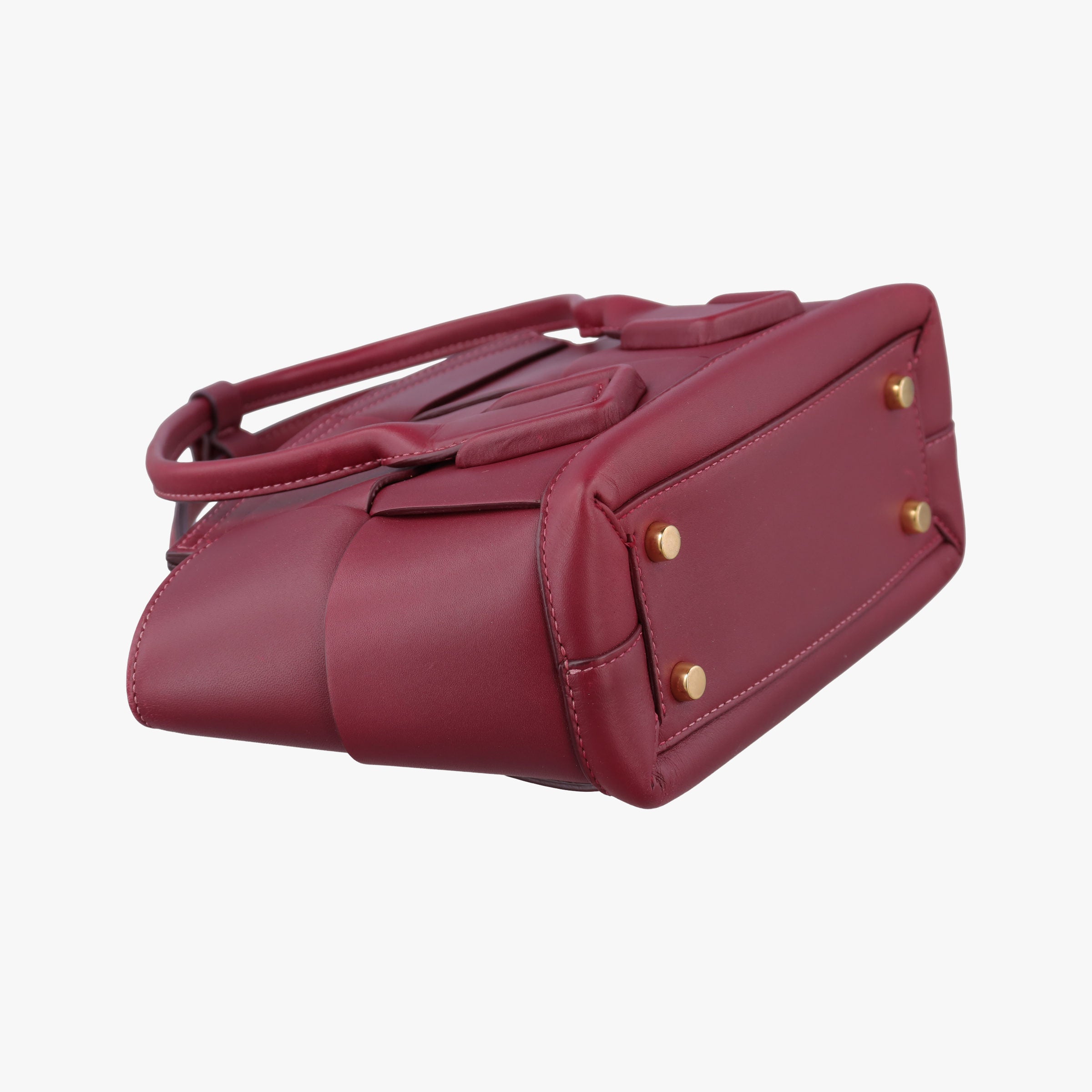 Pre-owned Bottega Veneta The Arco mini Burgundy Leather  shoulderbag | stylenewstar