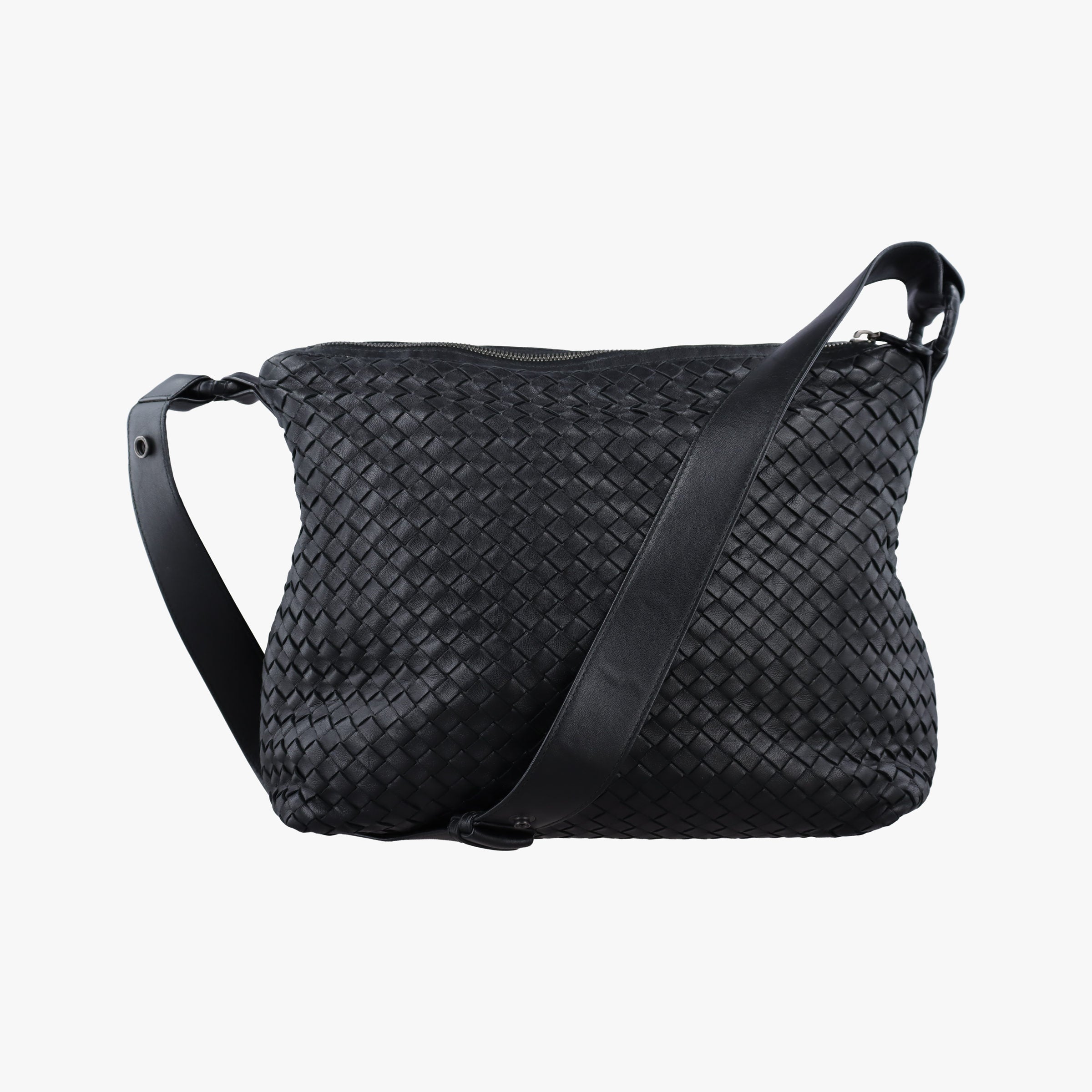 Pre-owned Bottega Veneta Intrecciato Black lambskin  shoulderbag | stylenewstar
