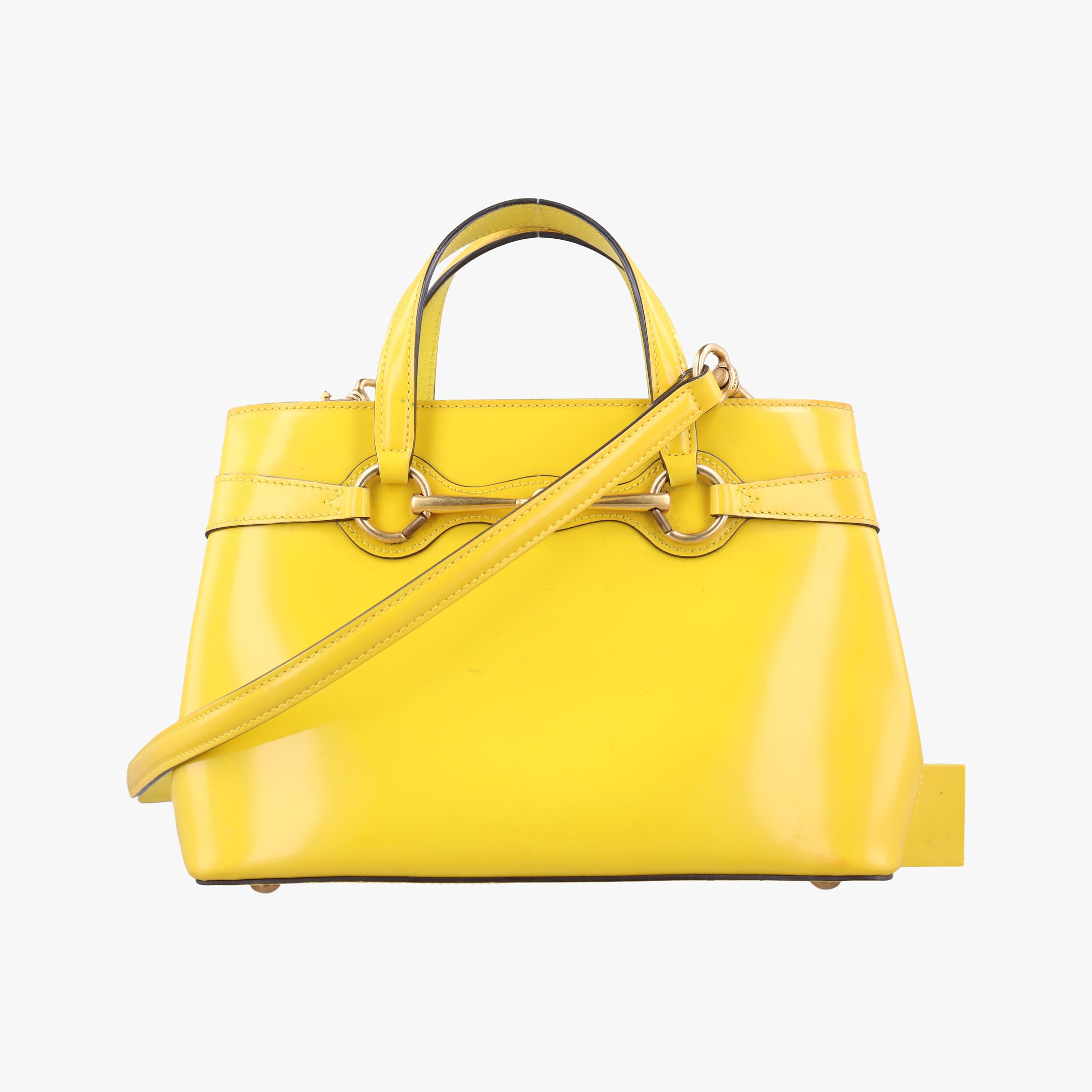 Pre-owned Gucci Bright Bit Yellow Patent 371925 shoulderbag | stylenewstar