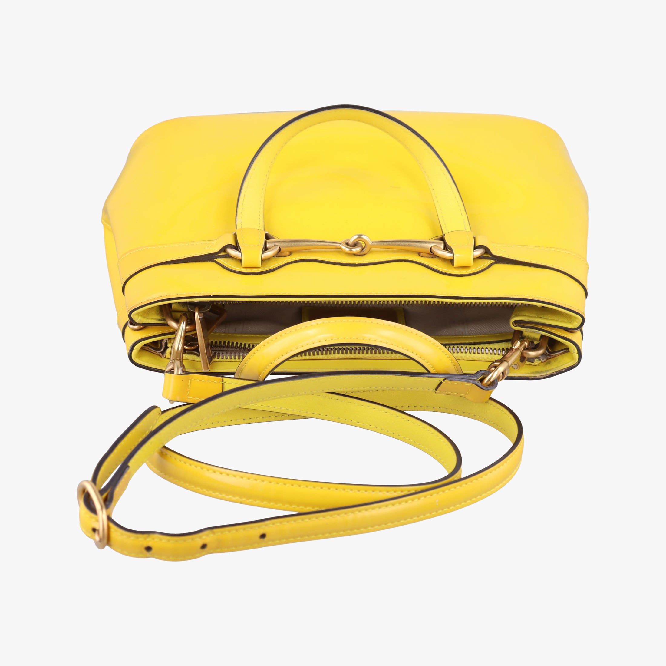 Pre-owned Gucci Bright Bit Yellow Patent 371925 shoulderbag | stylenewstar