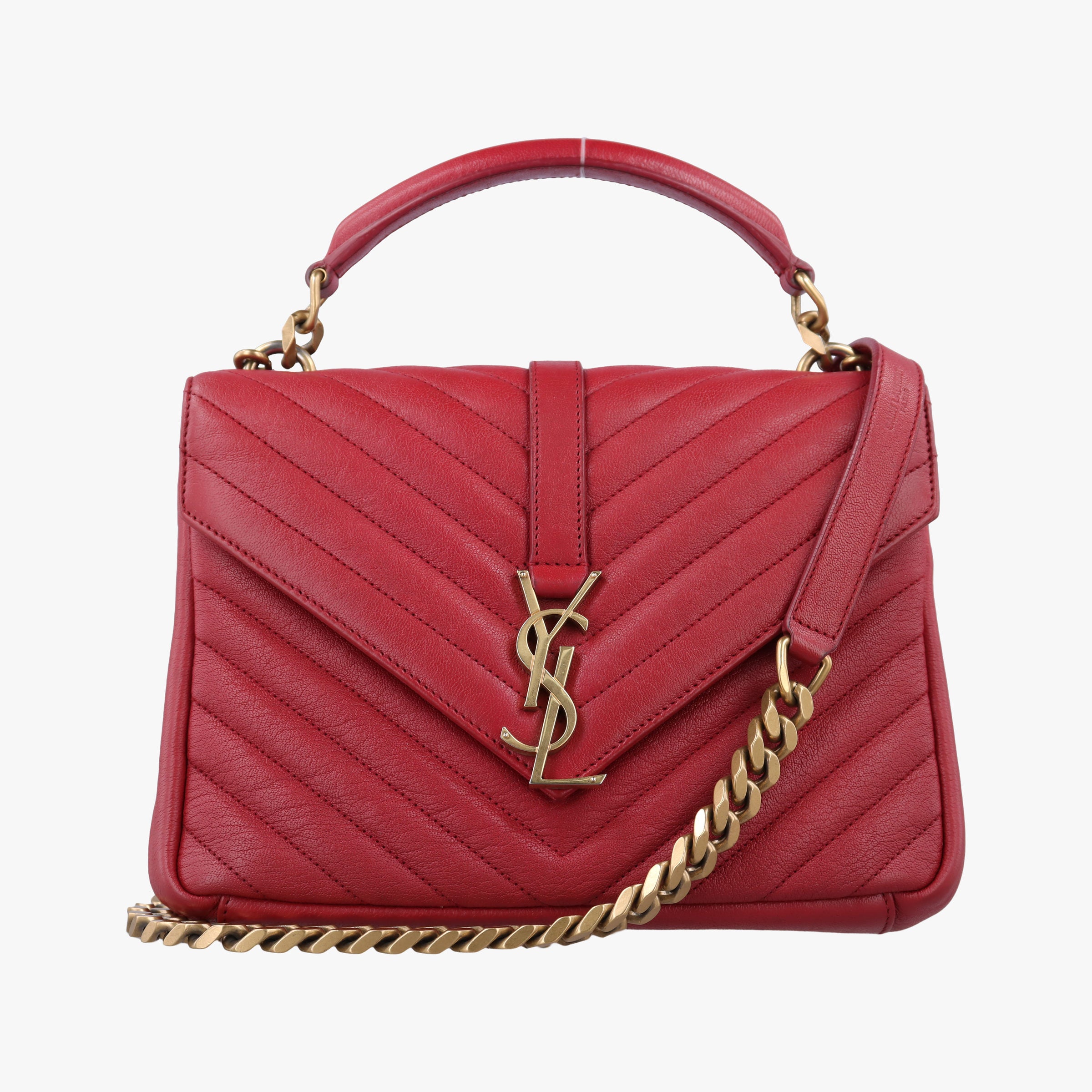 Vintage Yves Saint Laurent COLLEGE Red Leather 428056 shoulderbag | stylenewstar