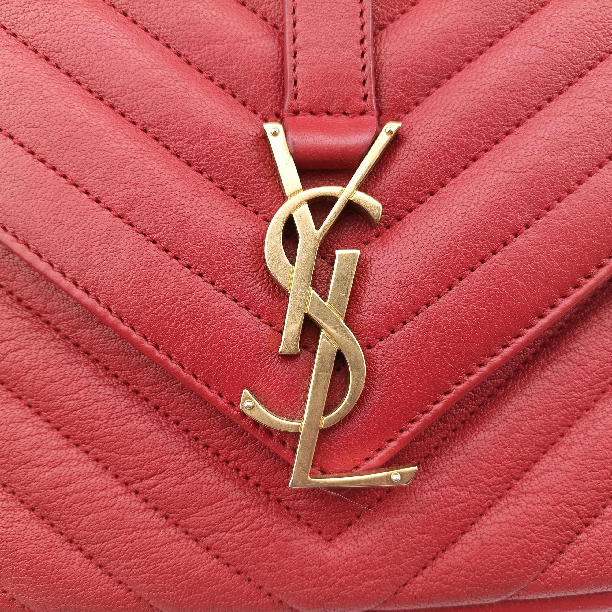 Vintage Yves Saint Laurent COLLEGE Red Leather 428056 shoulderbag | stylenewstar