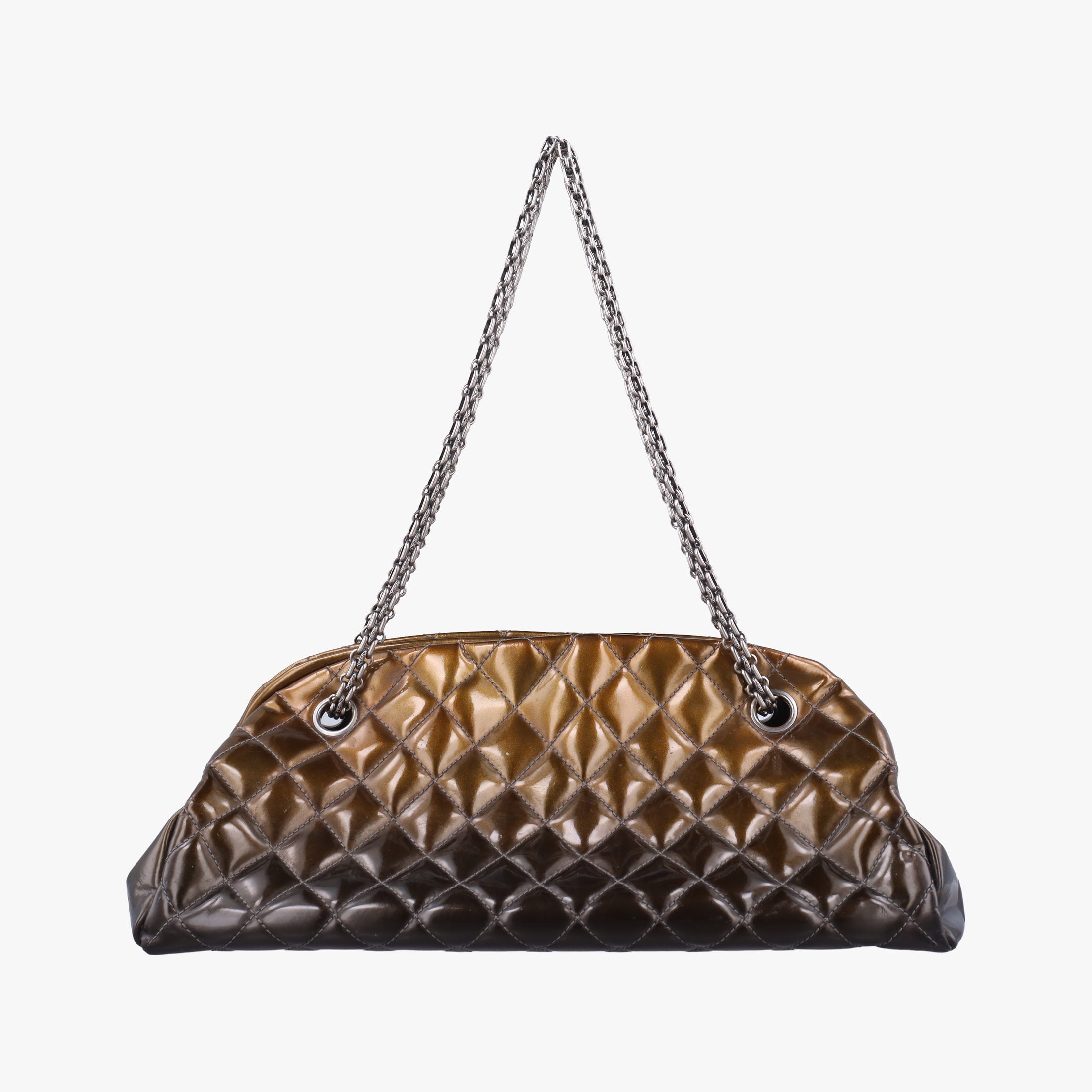 Secondhand Chanel Mademoiselle Bowling Golden×Multicolour Patent A49854 handbag | stylenewstar