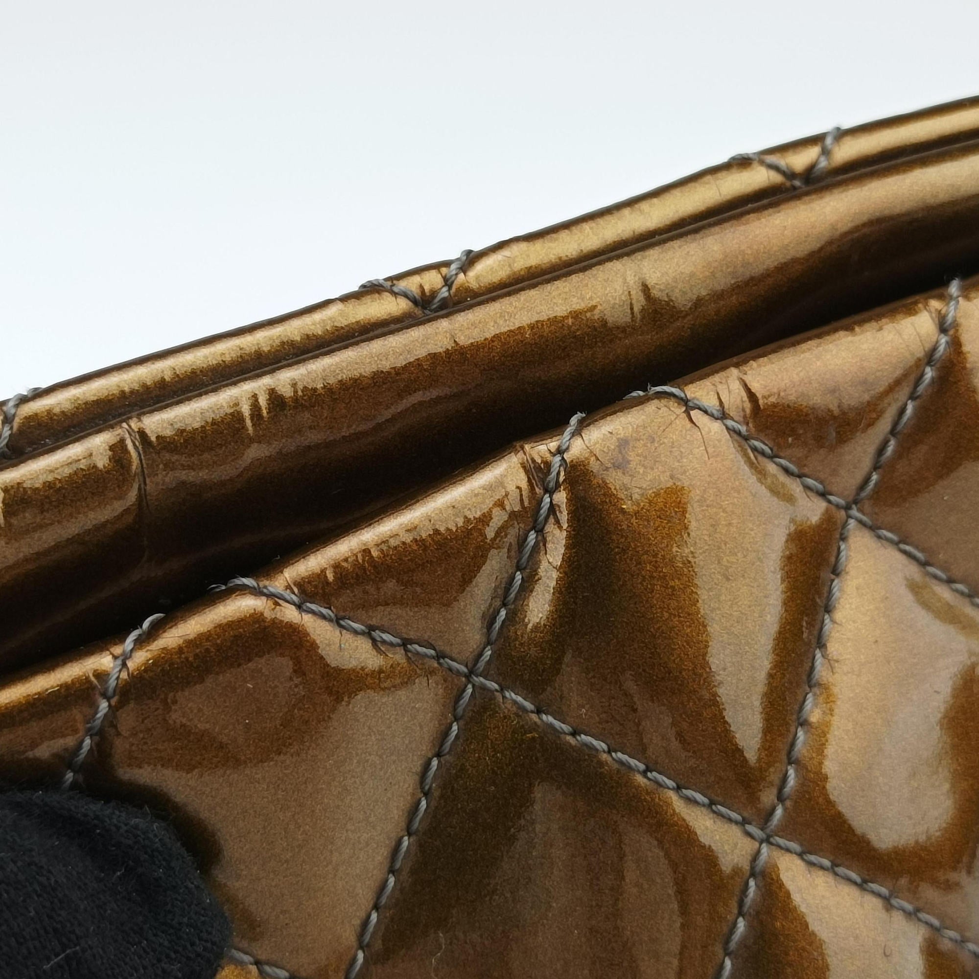 Secondhand Chanel Mademoiselle Bowling Golden×Multicolour Patent A49854 handbag | stylenewstar