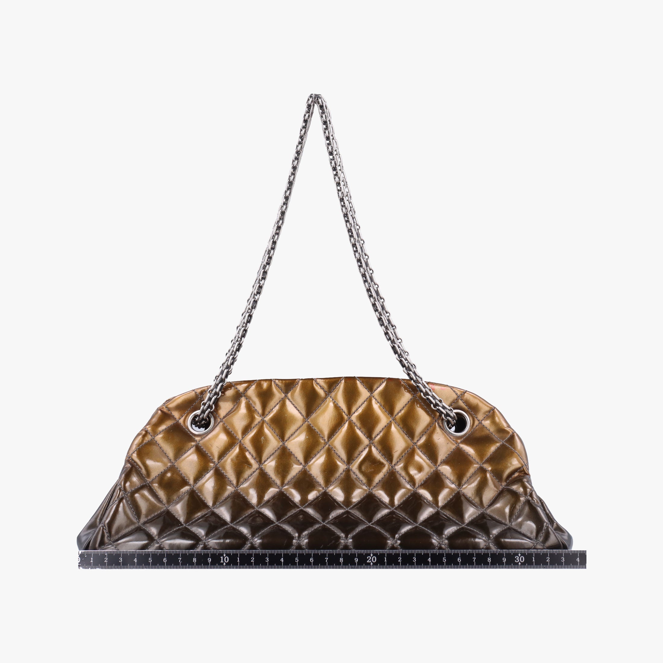 Secondhand Chanel Mademoiselle Bowling Golden×Multicolour Patent A49854 handbag | stylenewstar