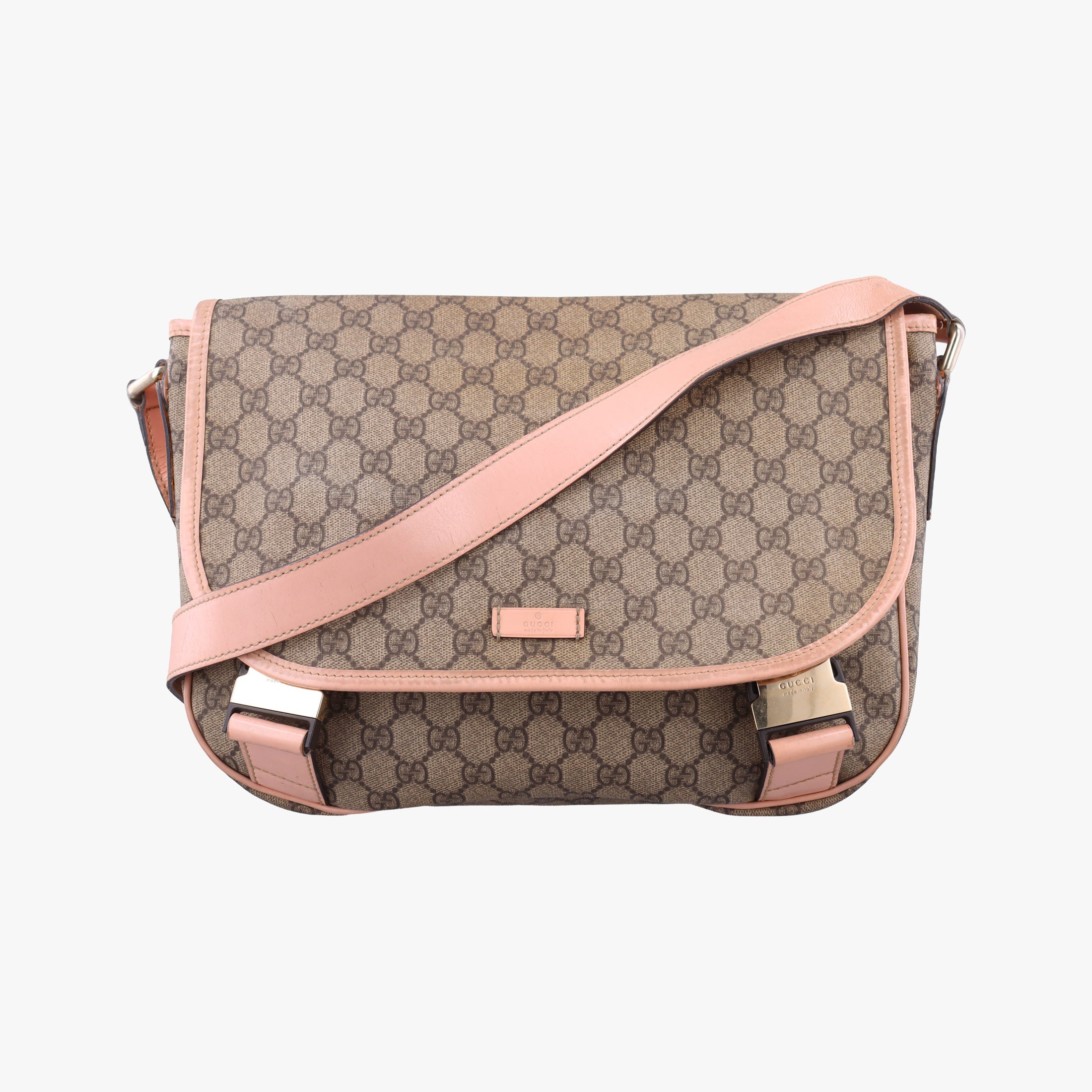 Pre-owned Gucci GG Plus Messenger Beige×Pink PVC coated canvas×Leather 201732 shoulderbag | stylenewstar