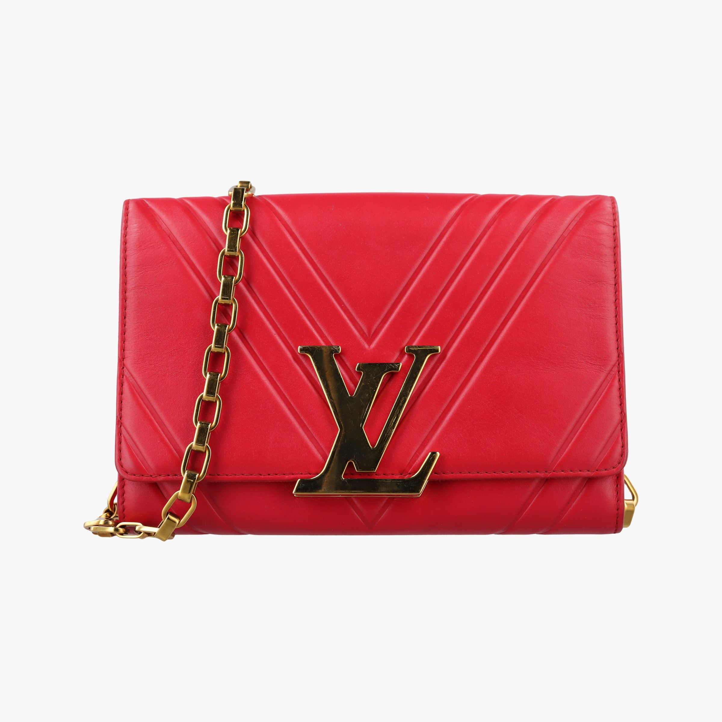 Pre-owned Louis Vuitton Pochette Louise Airy V Red leather m54230 shoulderbag | stylenewstar