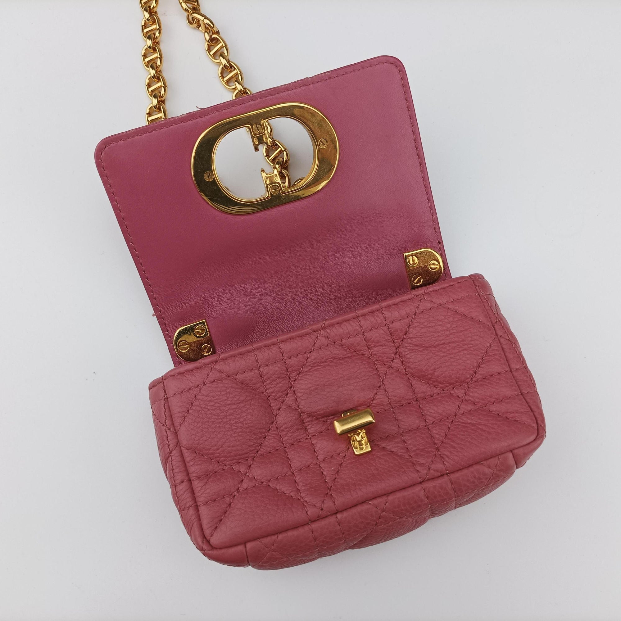 Vintage Christian Dior Caro micro Pink Leather  shoulderbag | stylenewstar