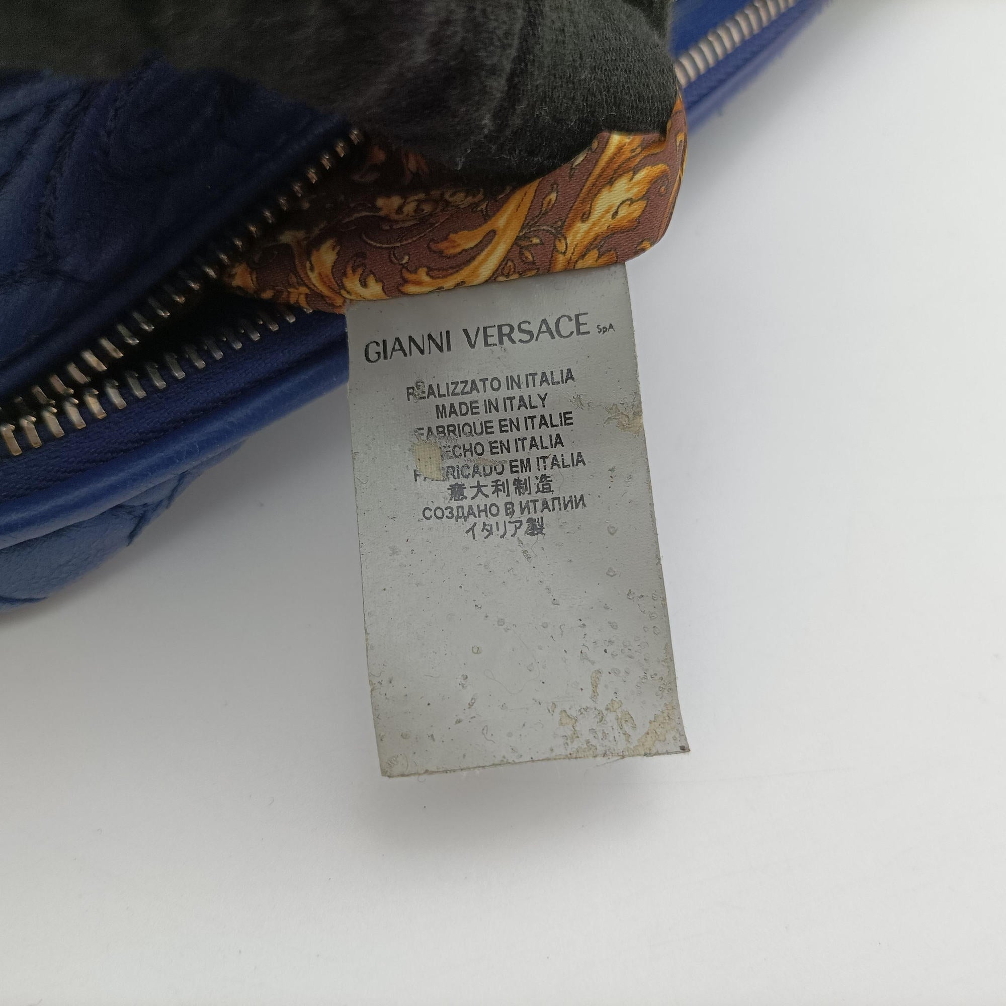 Secondhand VERSACE Medusa Demetra Vanitas Satchel Blue Leather  handbag | stylenewstar