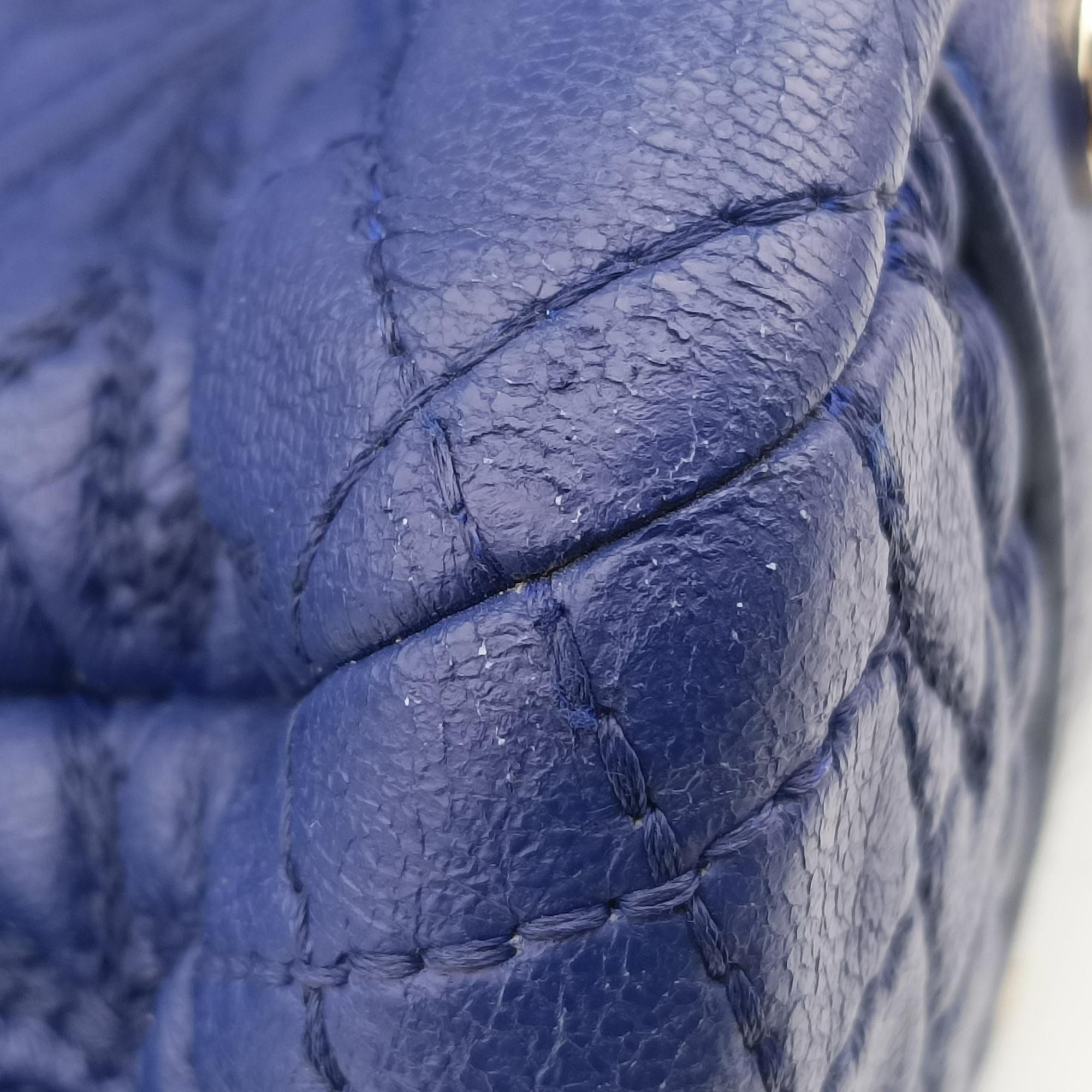 Secondhand VERSACE Medusa Demetra Vanitas Satchel Blue Leather  handbag | stylenewstar