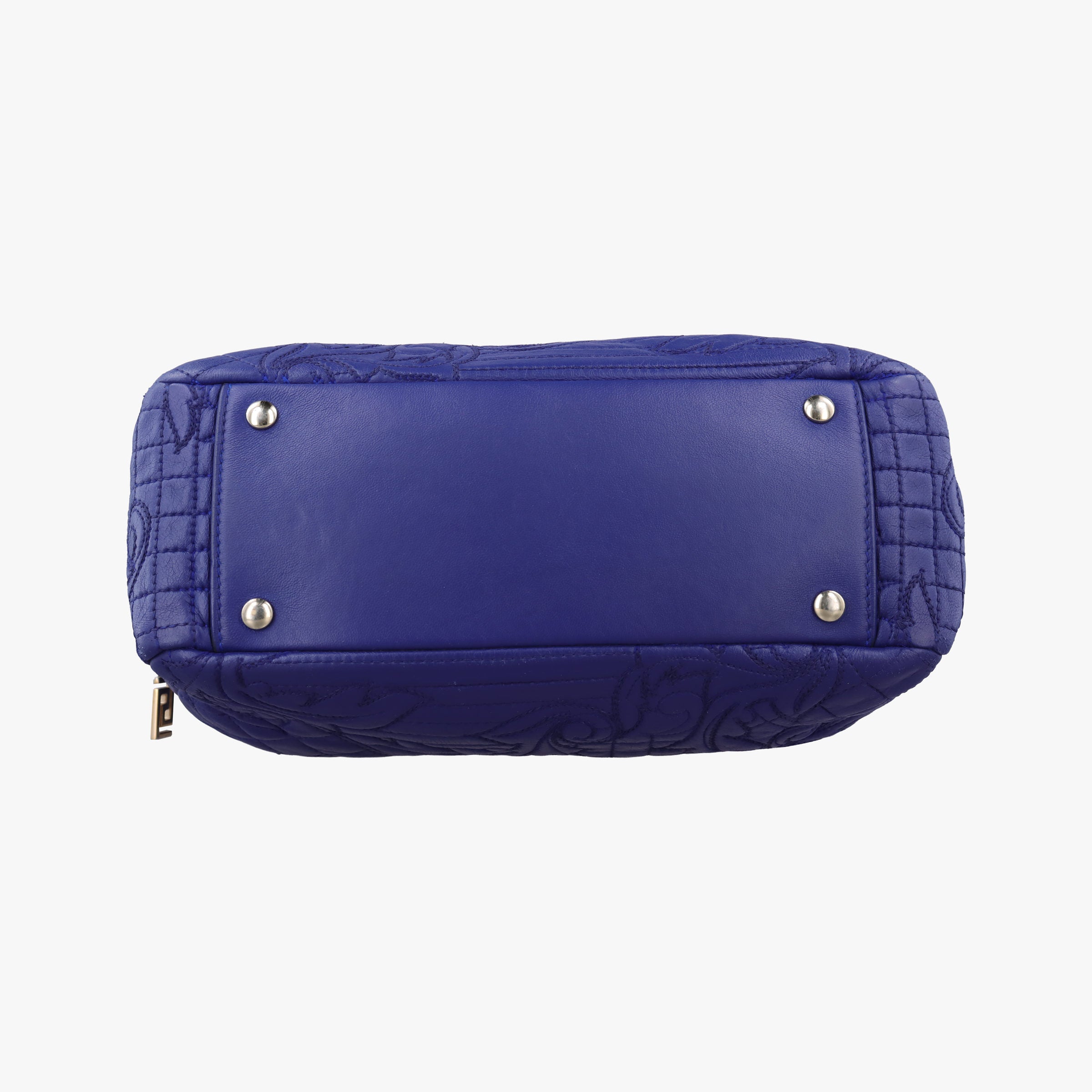 Secondhand VERSACE Medusa Demetra Vanitas Satchel Blue Leather  handbag | stylenewstar