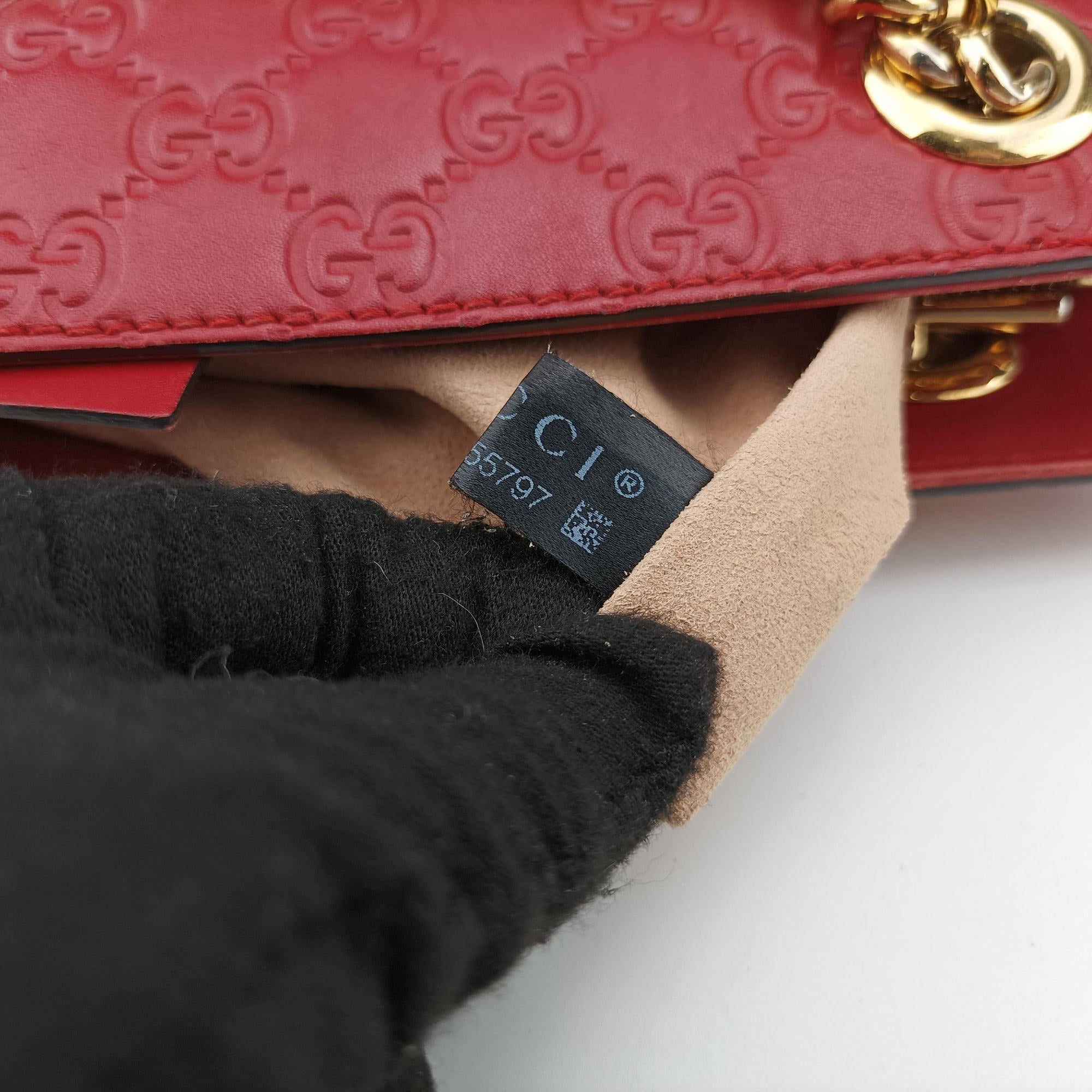 Secondhand Gucci Guccissima Red Leather 453773 handbag | stylenewstar