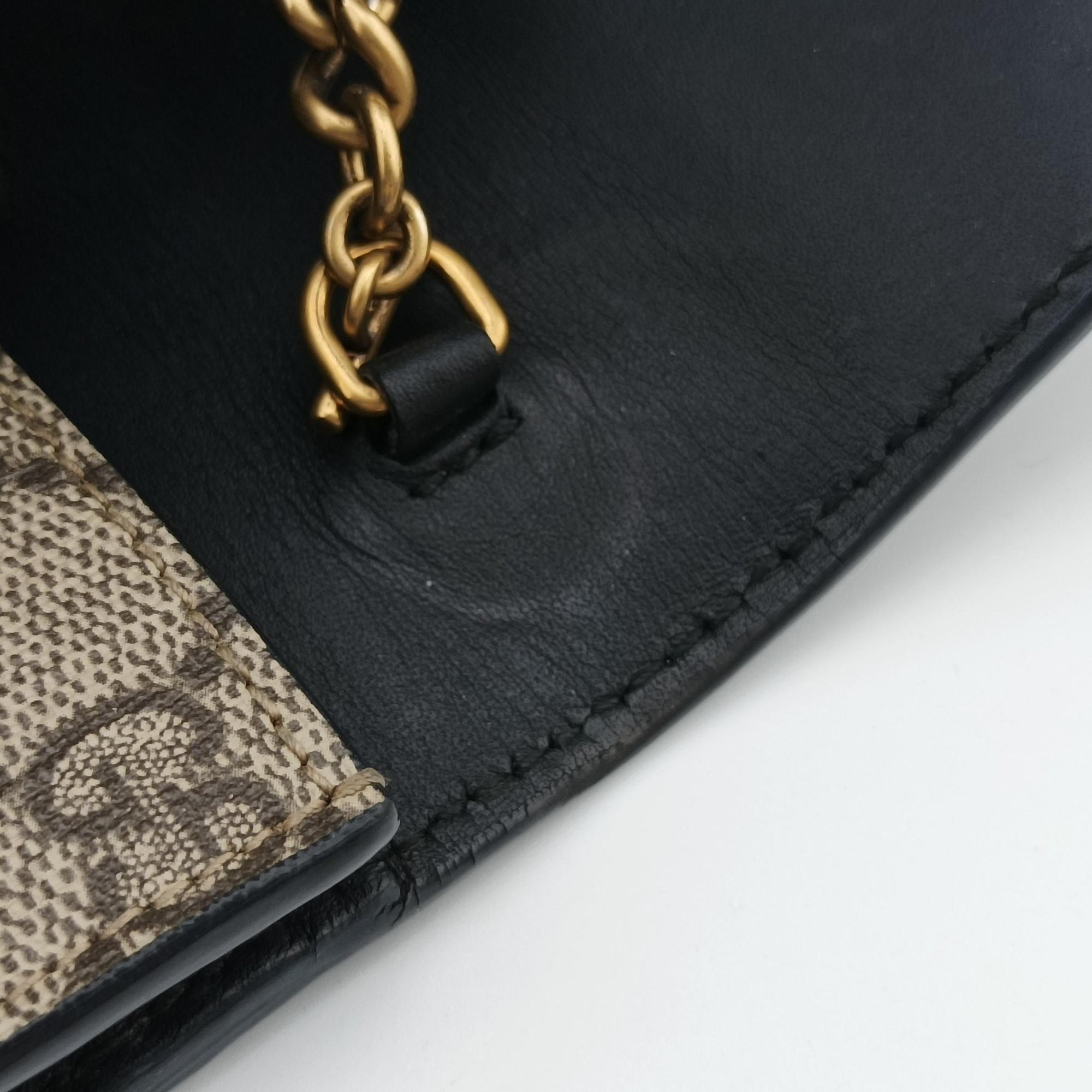 Vintage Gucci Peony Pearl Studded GG Supreme beige×black PVC coated canvas×Leather 431478 shoulderbag | stylenewstar