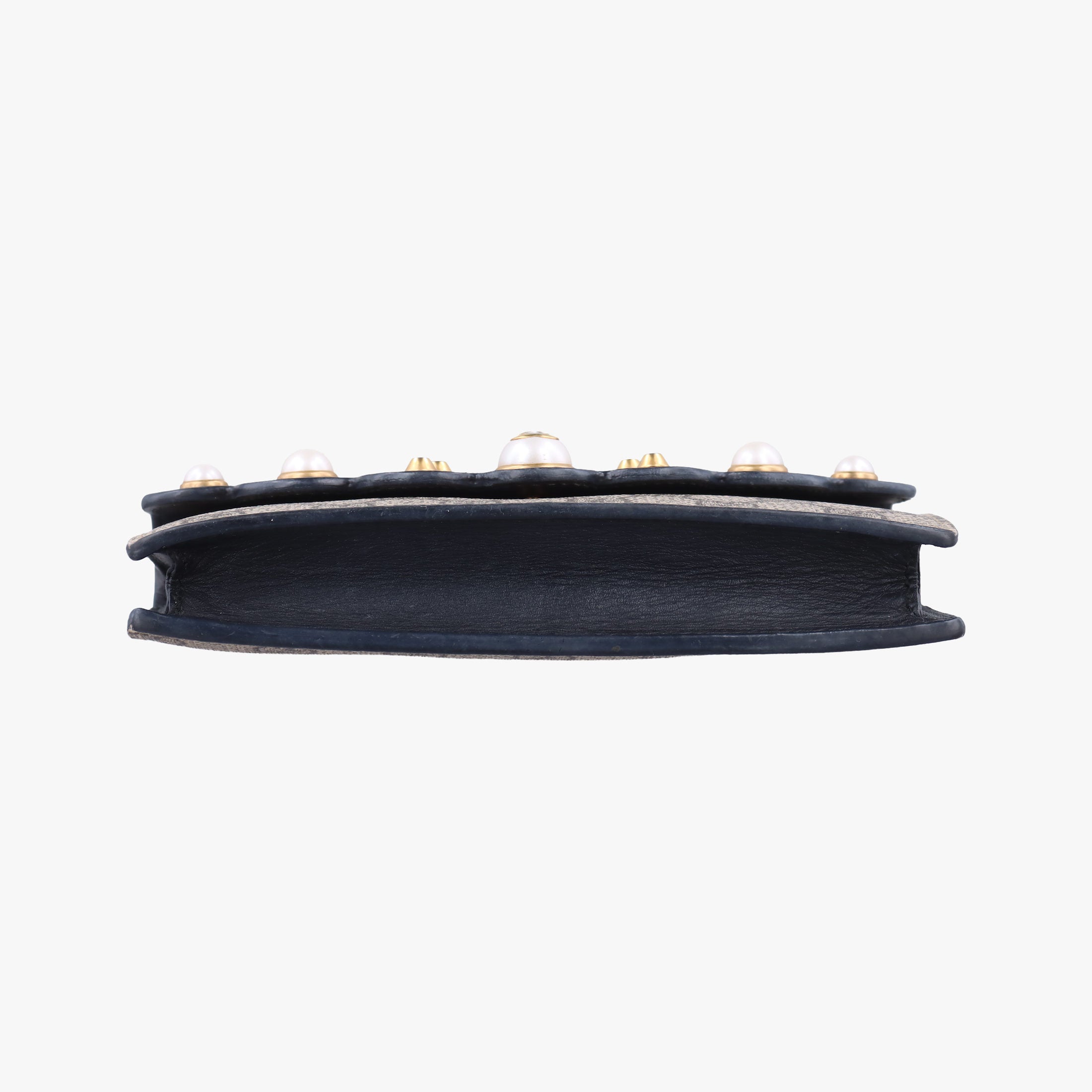 Vintage Gucci Peony Pearl Studded GG Supreme beige×black PVC coated canvas×Leather 431478 shoulderbag | stylenewstar