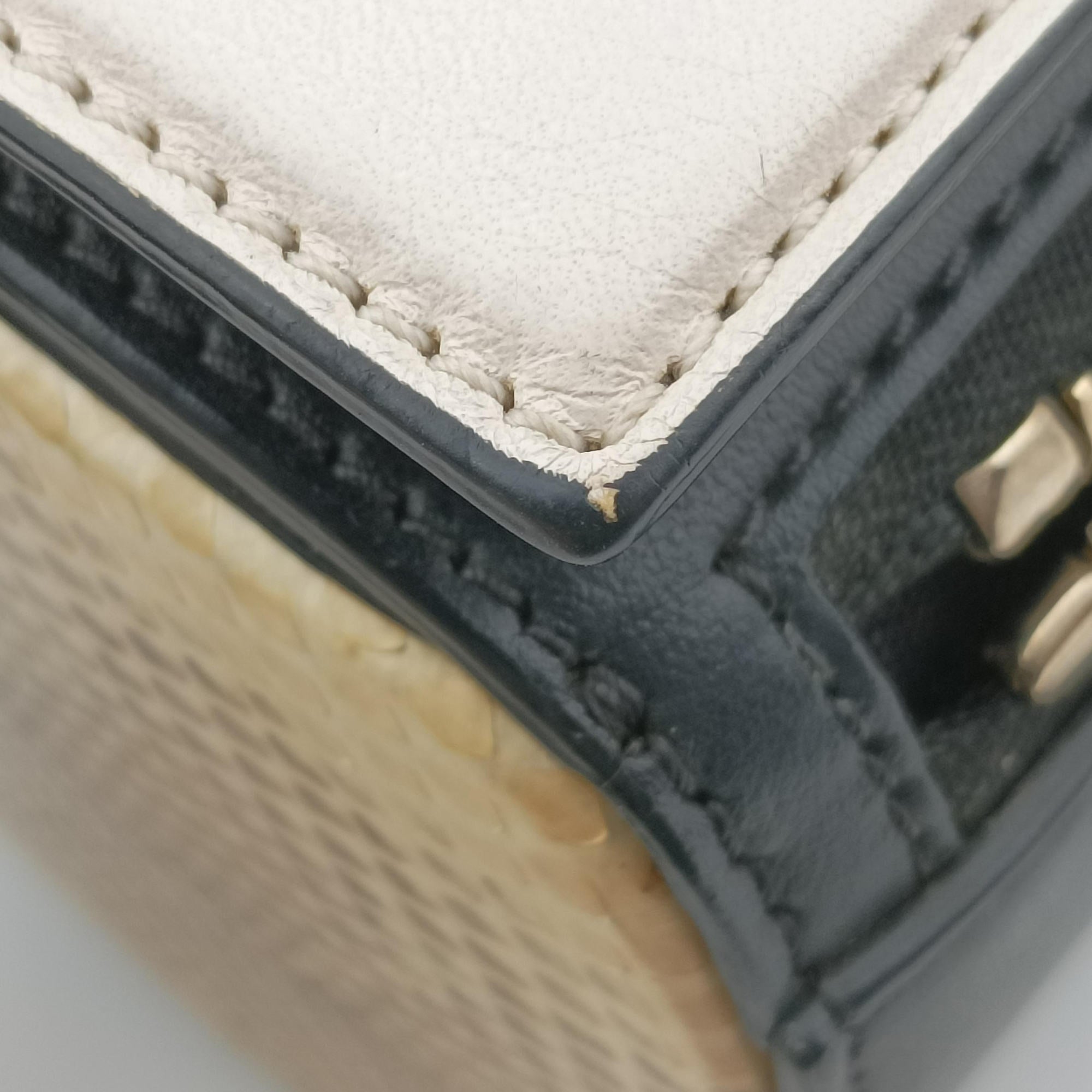 Pre-owned Givenchy Pandora Box Black×White leather×Snake Leather  shoulderbag | stylenewstar