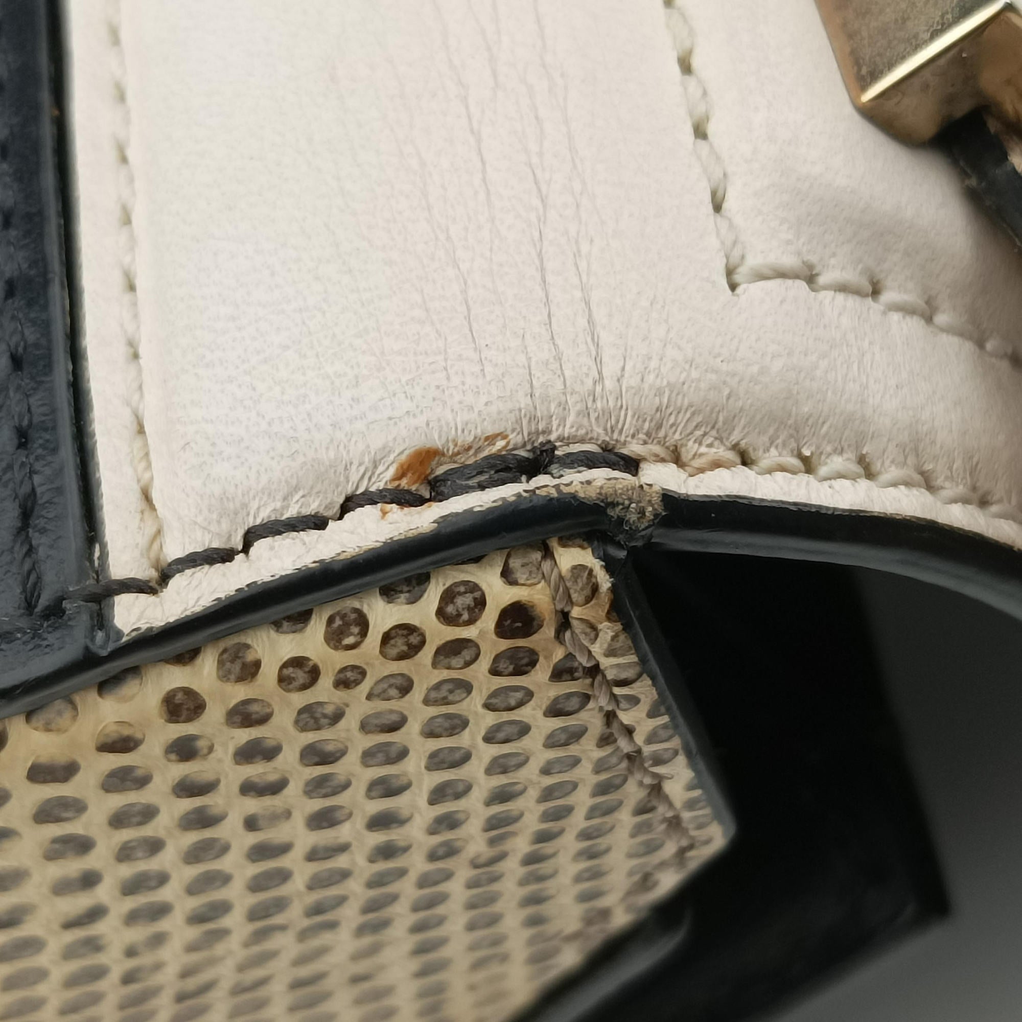 Pre-owned Givenchy Pandora Box Black×White leather×Snake Leather  shoulderbag | stylenewstar
