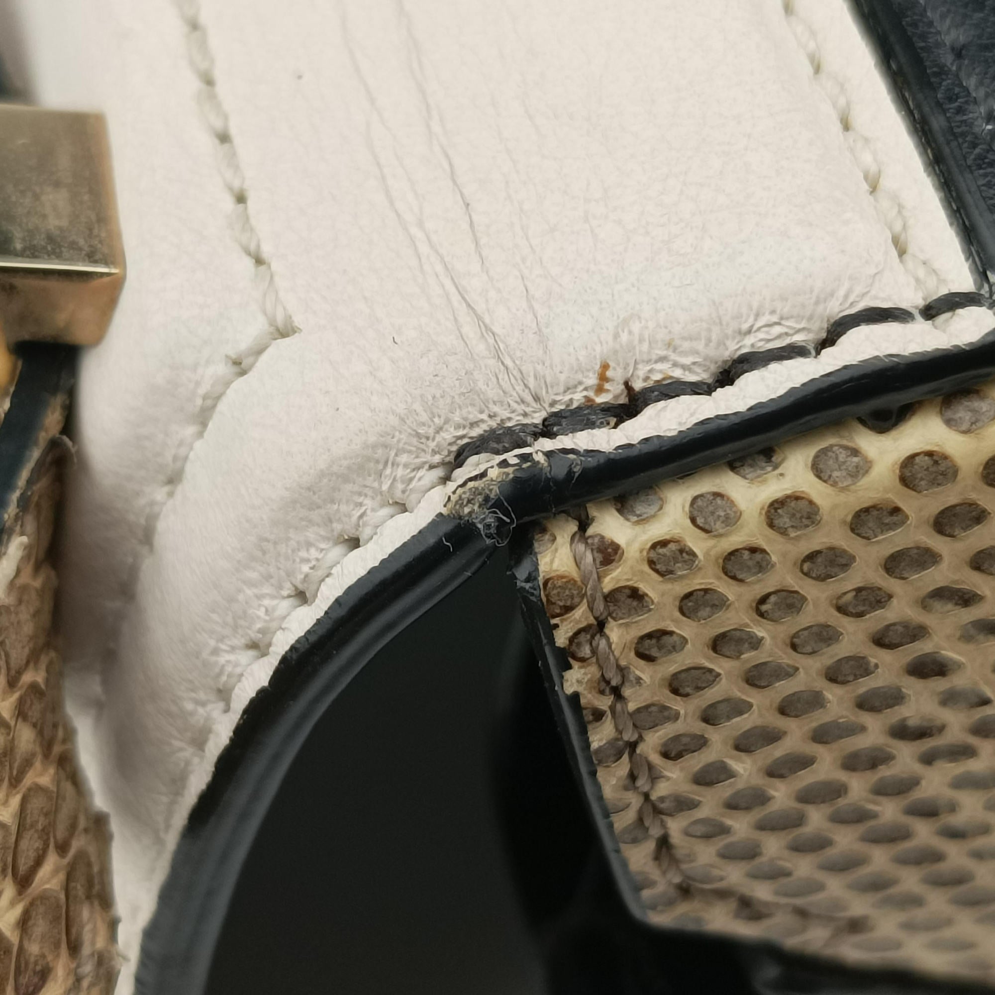 Pre-owned Givenchy Pandora Box Black×White leather×Snake Leather  shoulderbag | stylenewstar