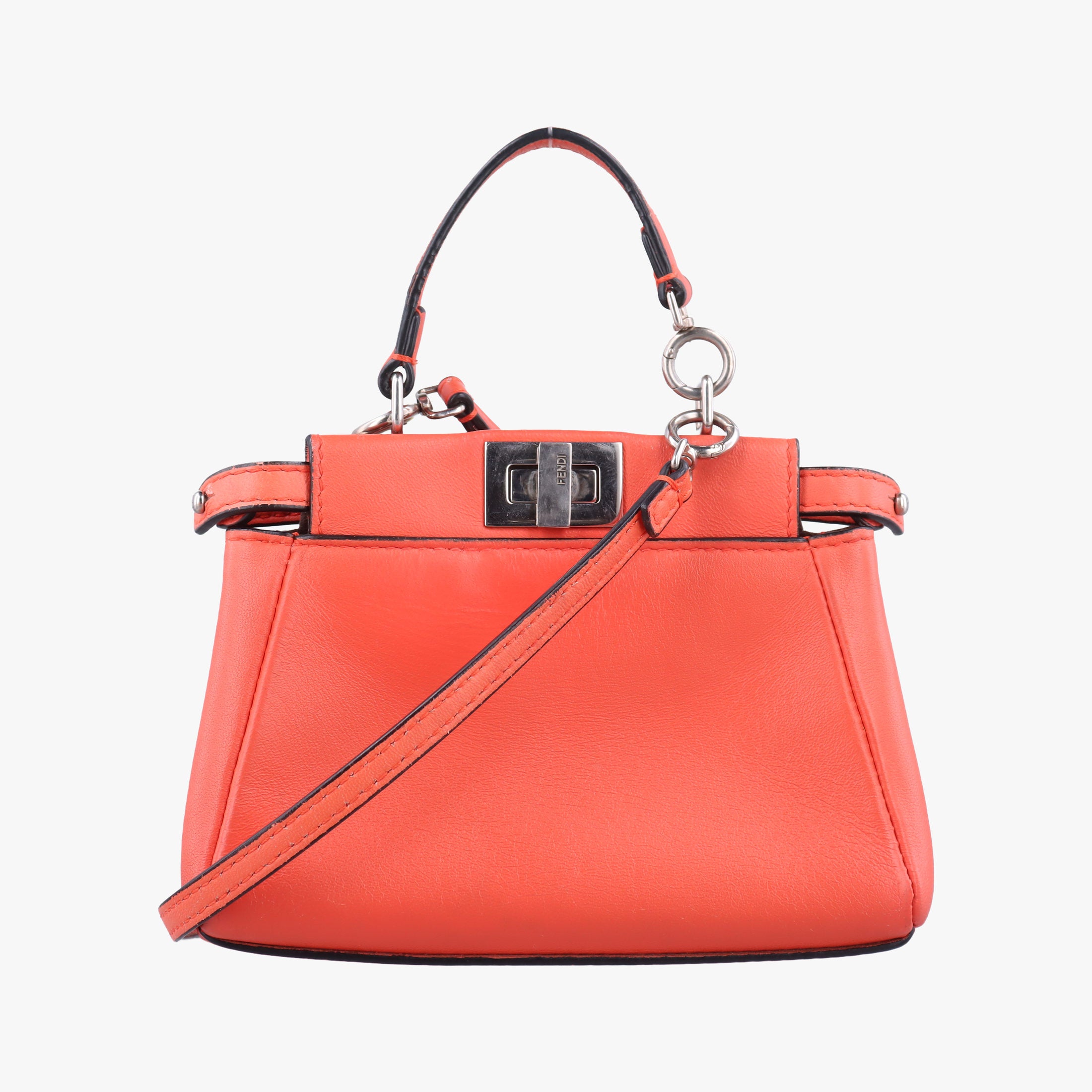 Pre-owned Fendi Micro Peekaboo orange Leather 8M0355 shoulderbag | stylenewstar