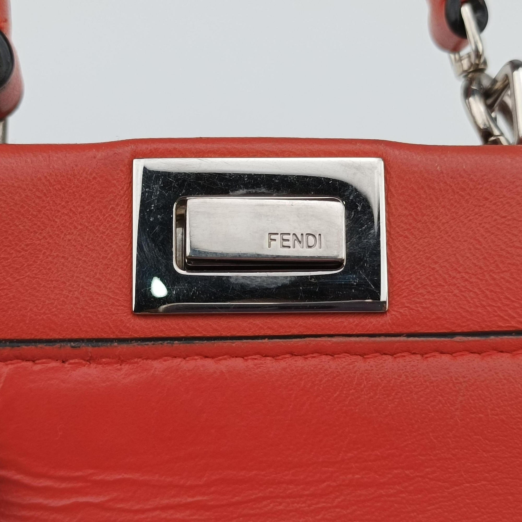 Pre-owned Fendi Micro Peekaboo orange Leather 8M0355 shoulderbag | stylenewstar