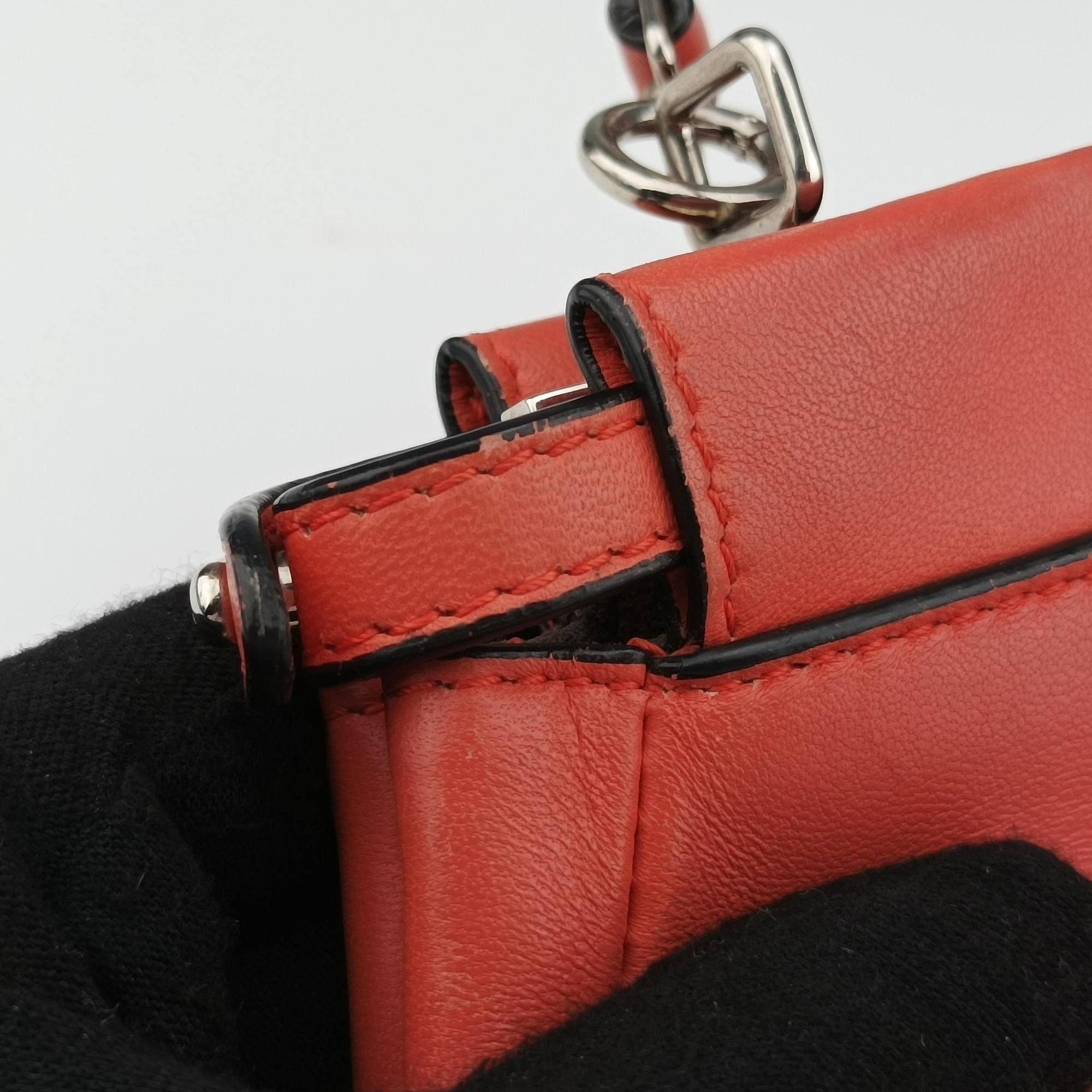 Pre-owned Fendi Micro Peekaboo orange Leather 8M0355 shoulderbag | stylenewstar