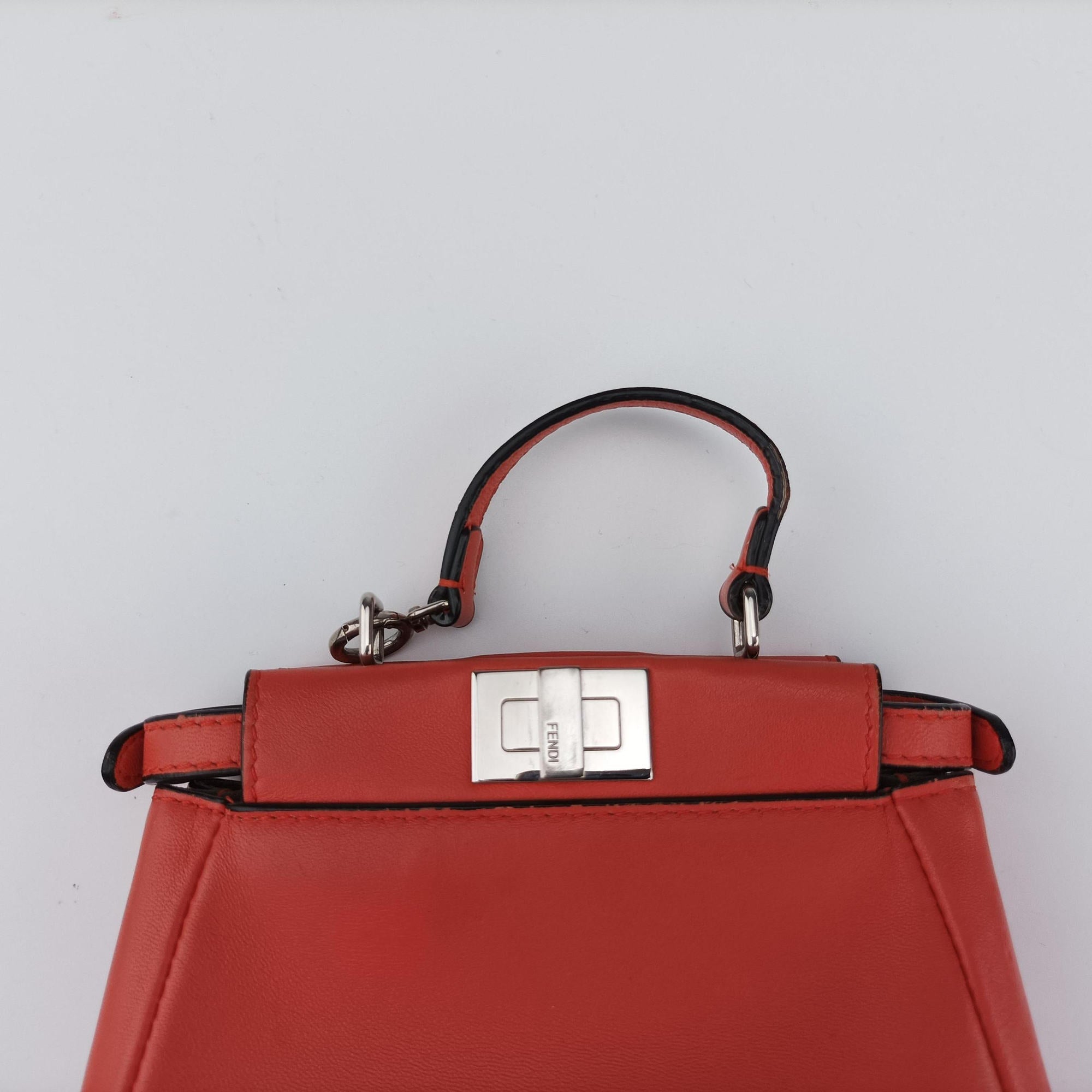 Pre-owned Fendi Micro Peekaboo orange Leather 8M0355 shoulderbag | stylenewstar