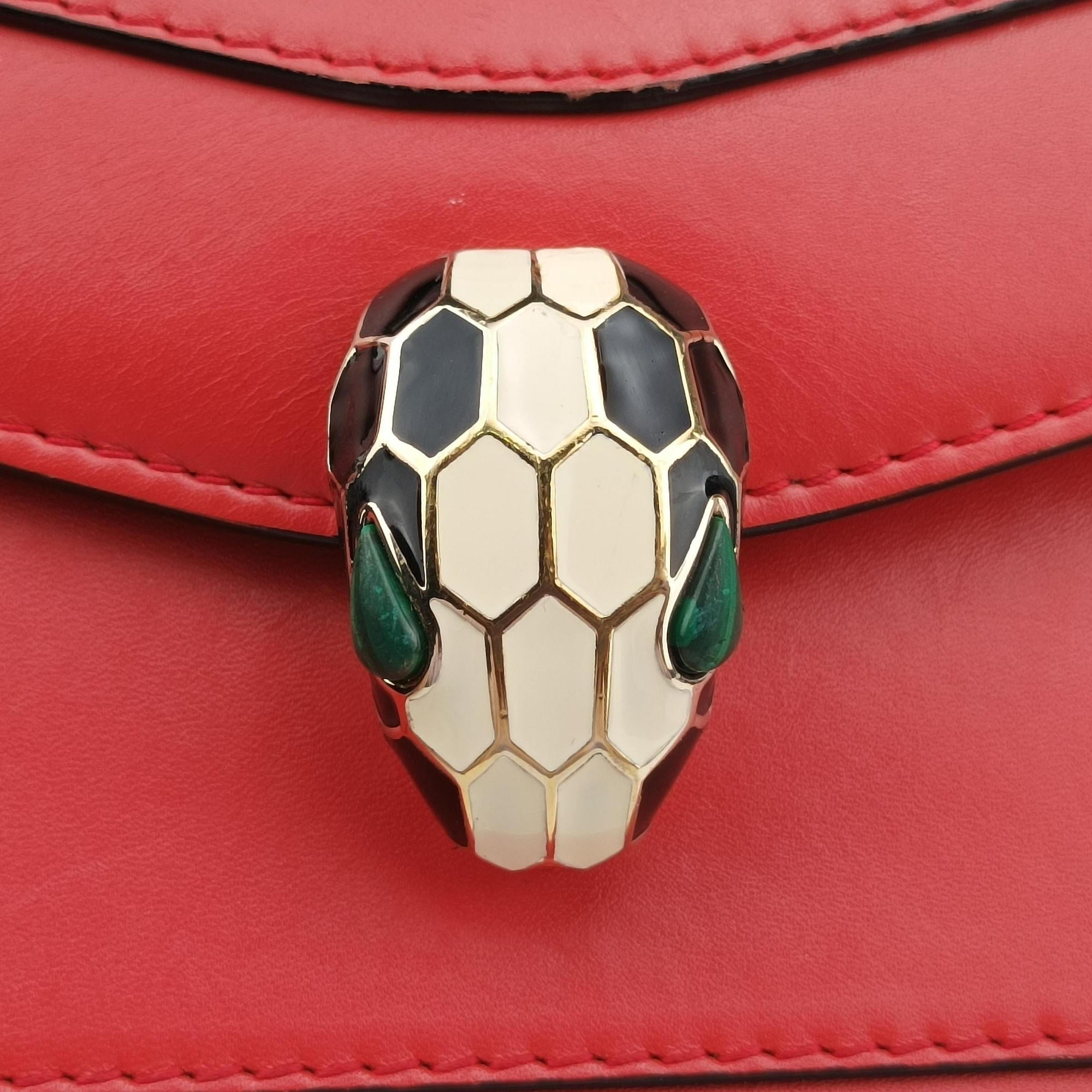 Pre-owned Bvlgari SERPENTI FOREVER Red Leather  shoulderbag | stylenewstar