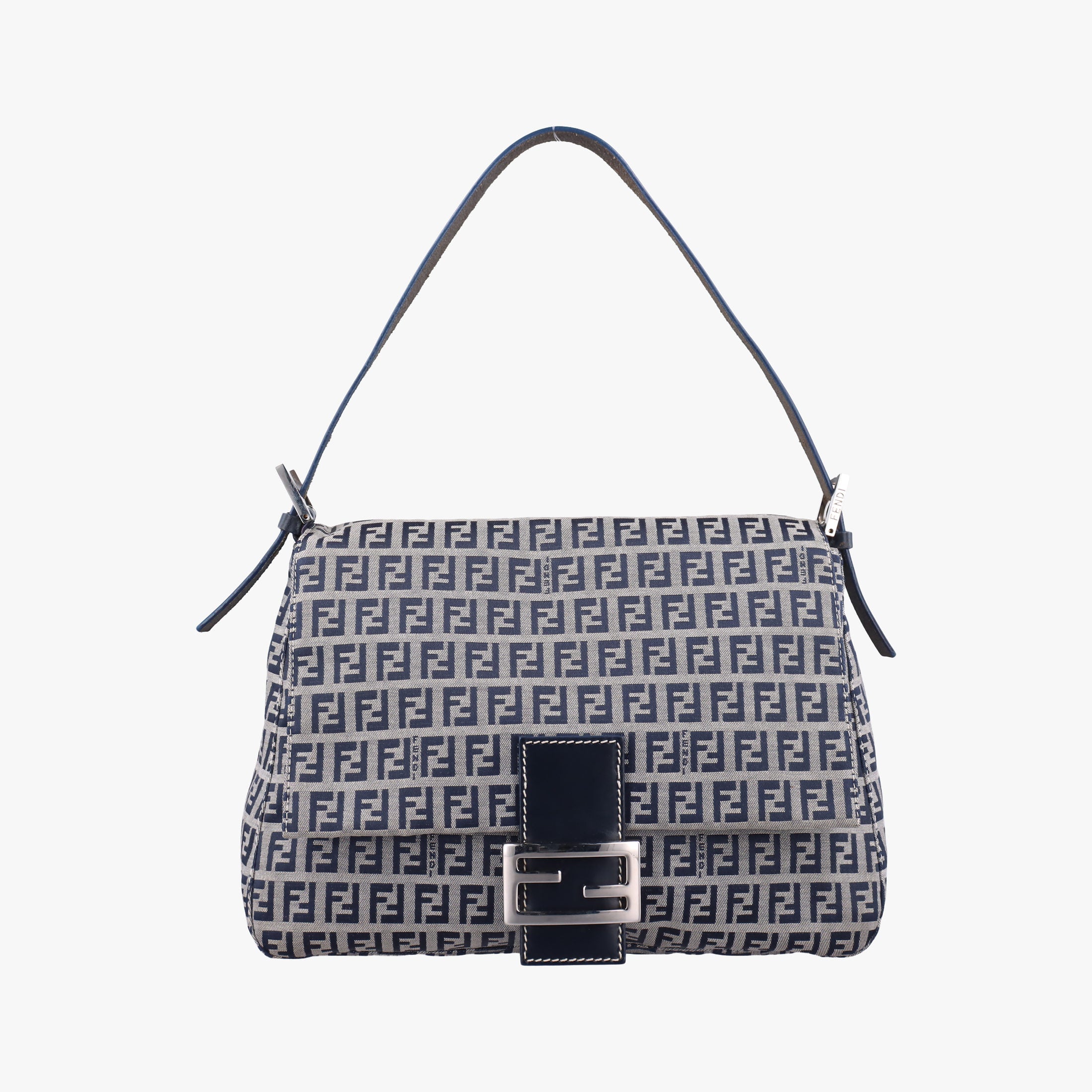 Vintage Fendi Zucchino Baguette Navy×Grey canvas×leather  shoulderbag | stylenewstar